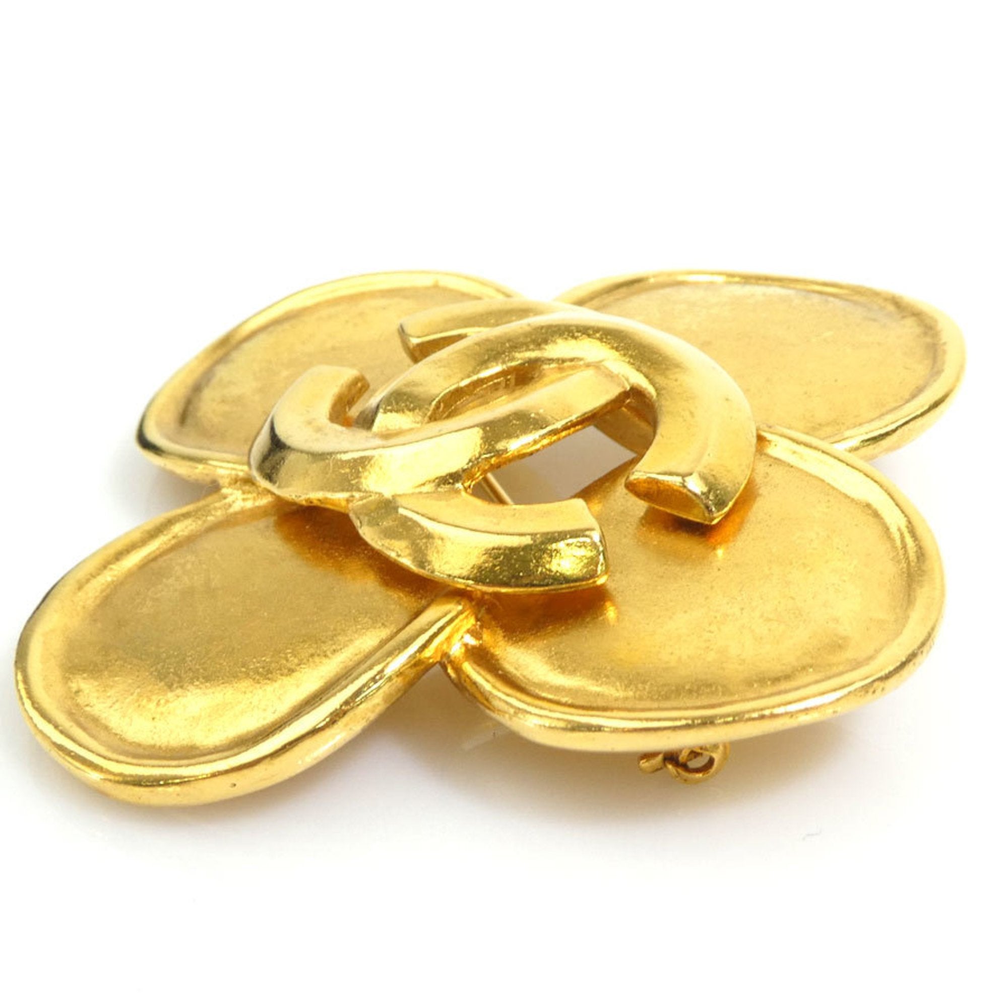CC Logo Brooch Gold-Tone Metal