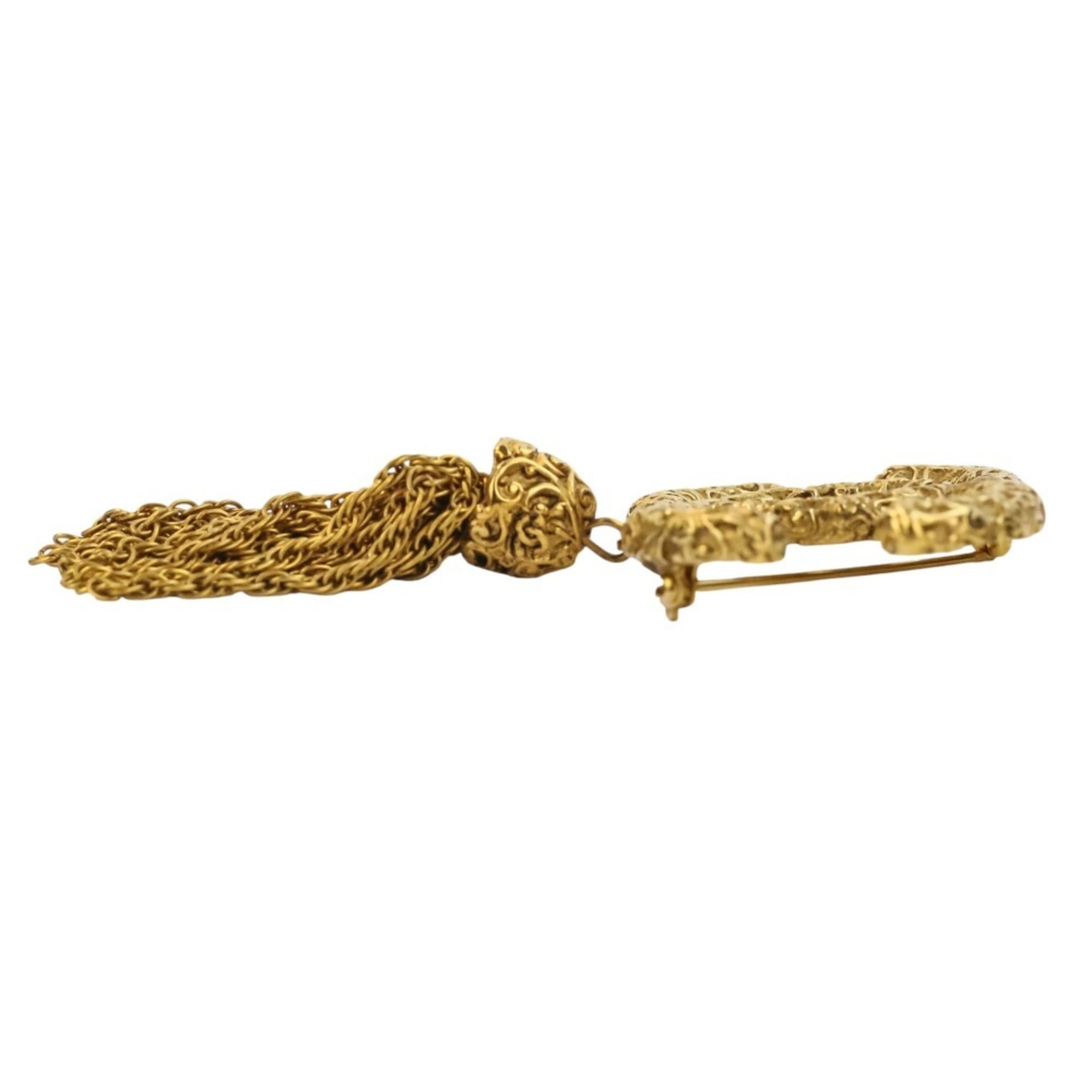 CC Logo Brooch Gold-Tone Metal