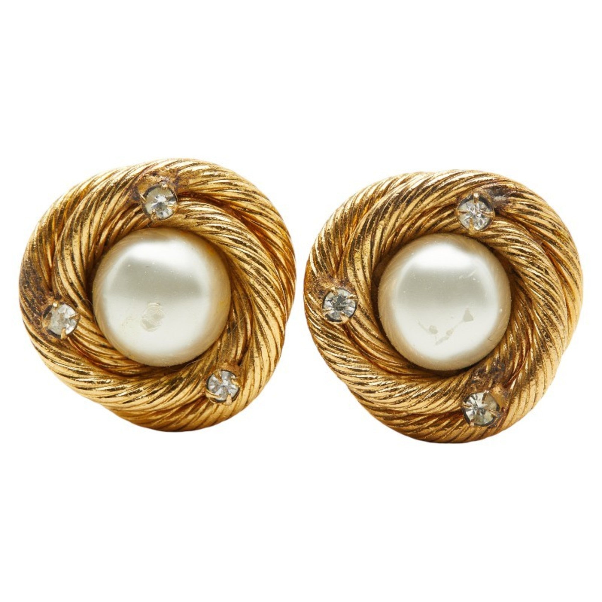 Clip-On Earrings Pearl Clip-On Gold-Tone Metal