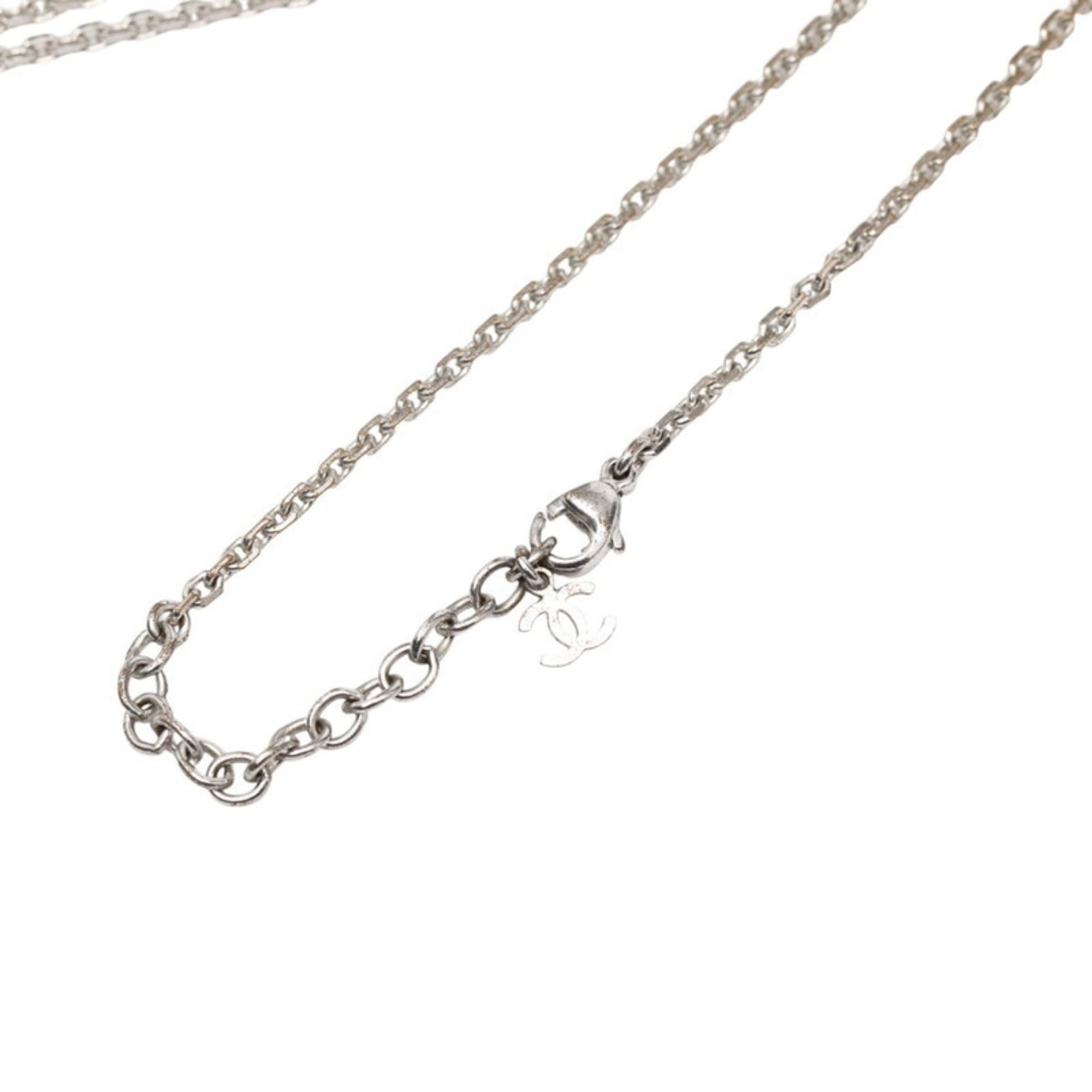 CC Logo Pendant Necklace Silver-Tone Metal