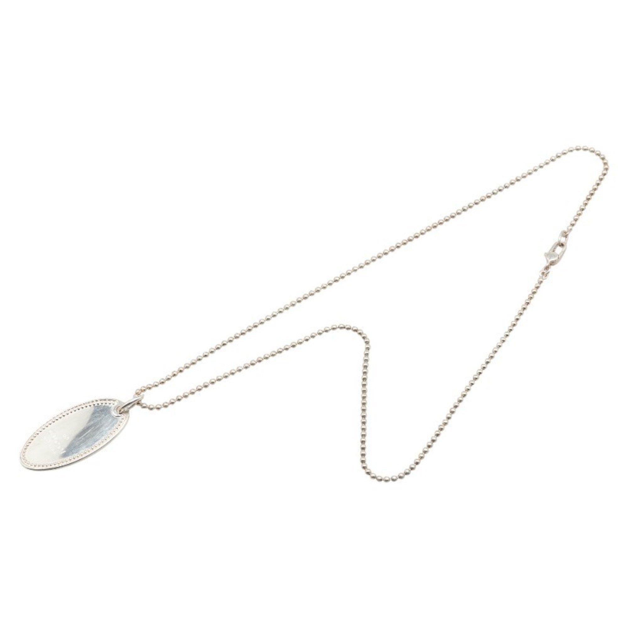 Oval Plate Pendant Necklace Sterling Silver Ball Chain