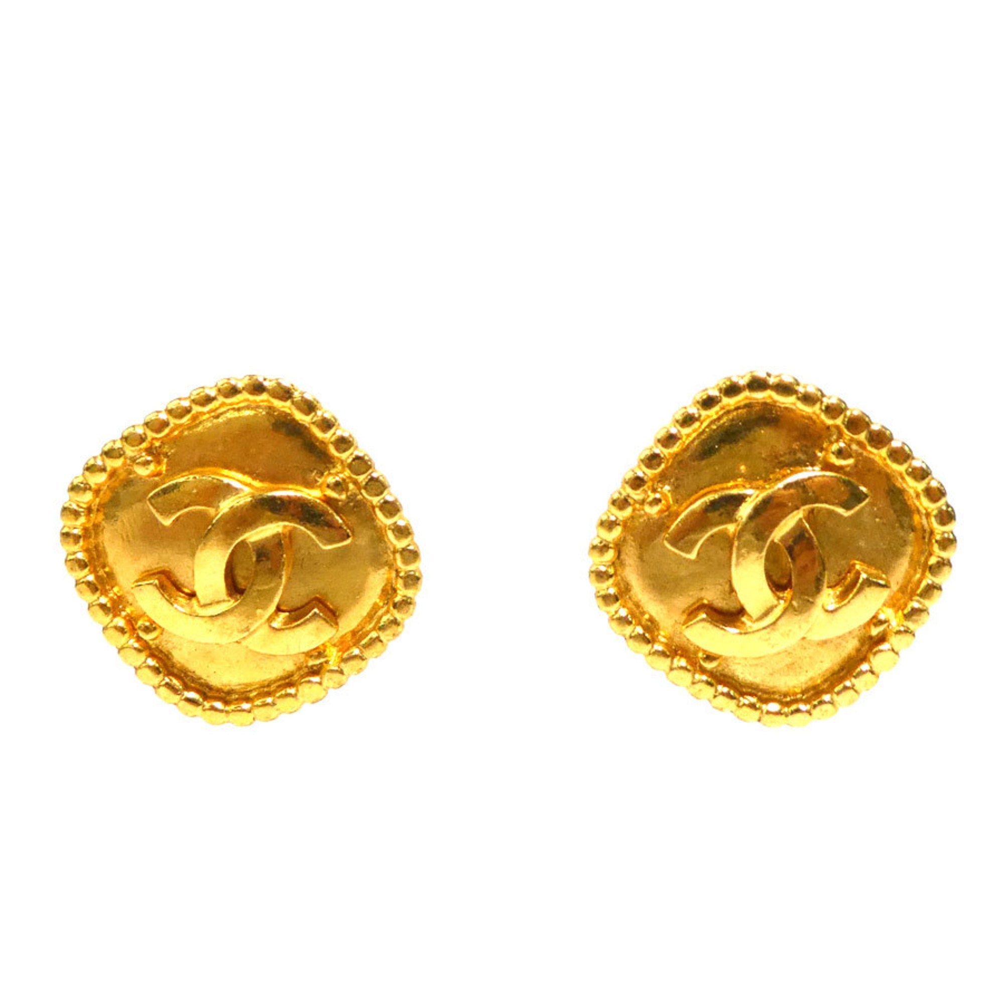 CC Logo Clip-On Earrings Gold-Tone Metal Gold-Tone Metal