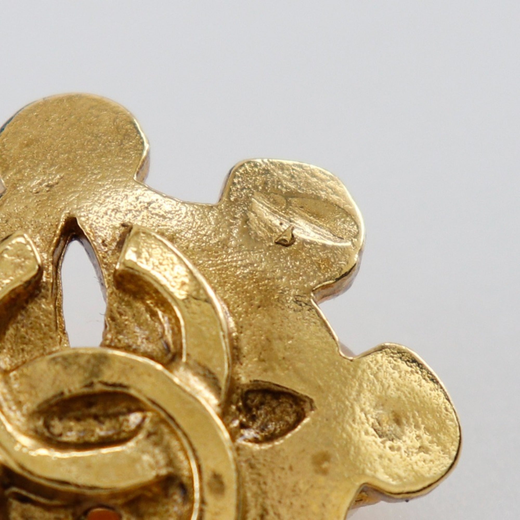 CC Logo Flower Clip-On Earrings Metal
