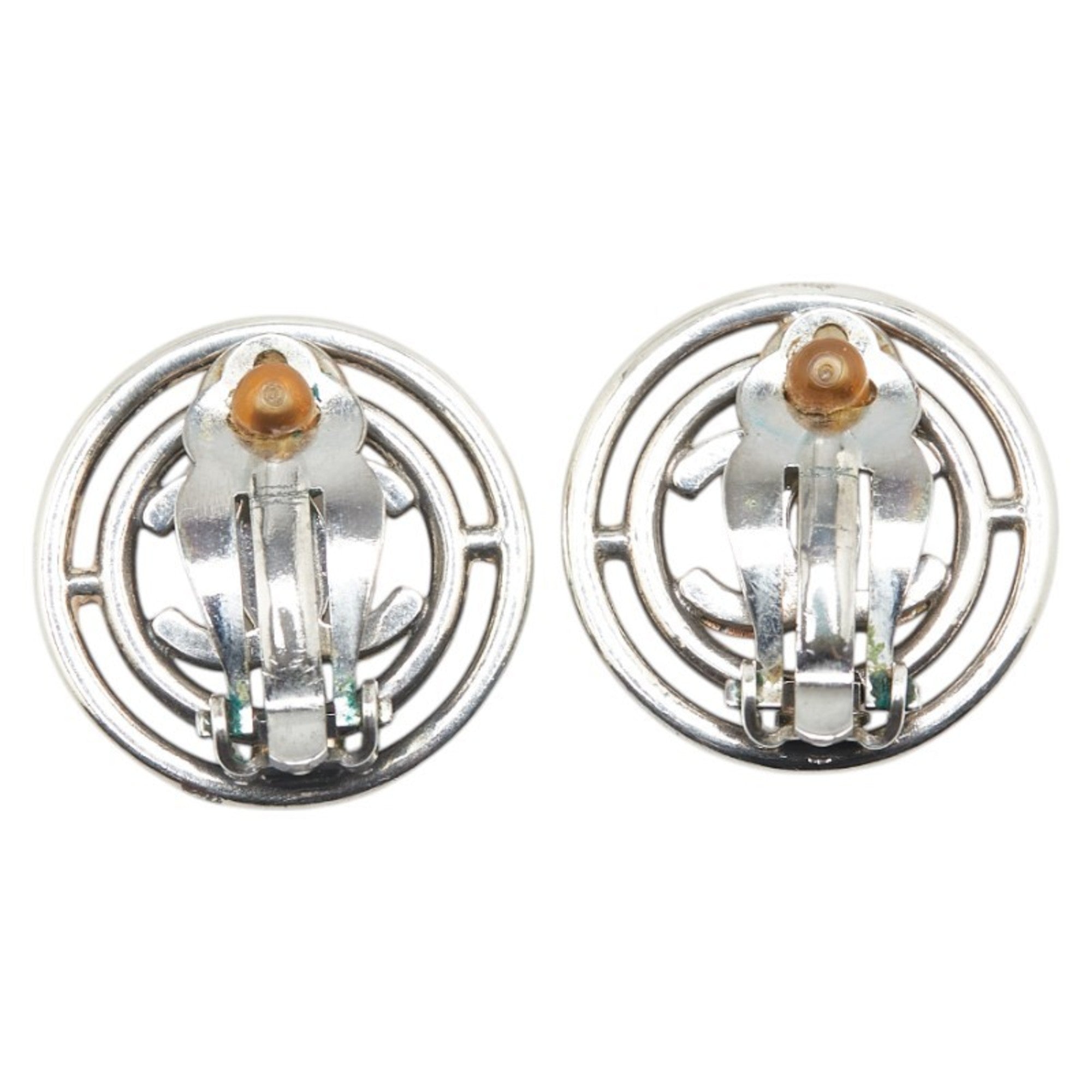 CC Logo Round Clip-On Earrings Gold-Tone Metal Gold-Tone Metal