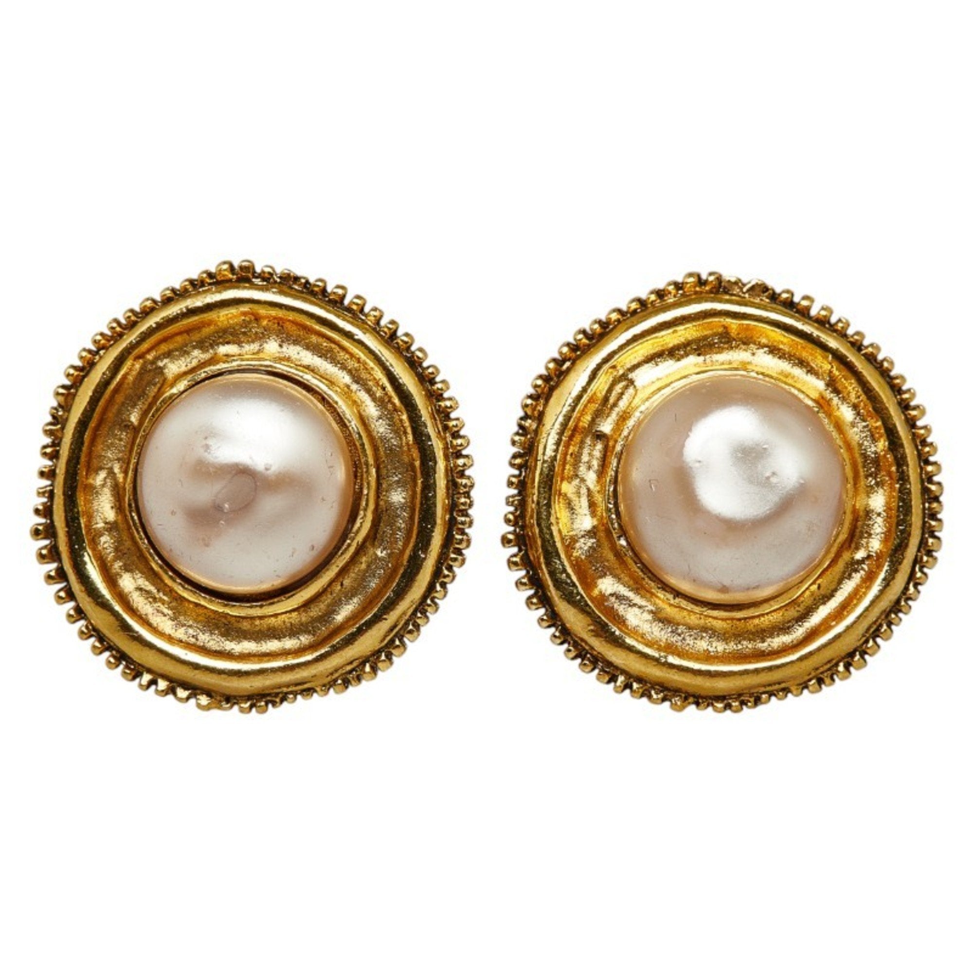 Clip-On Earrings Pearl Clip-On Gold-Tone Metal
