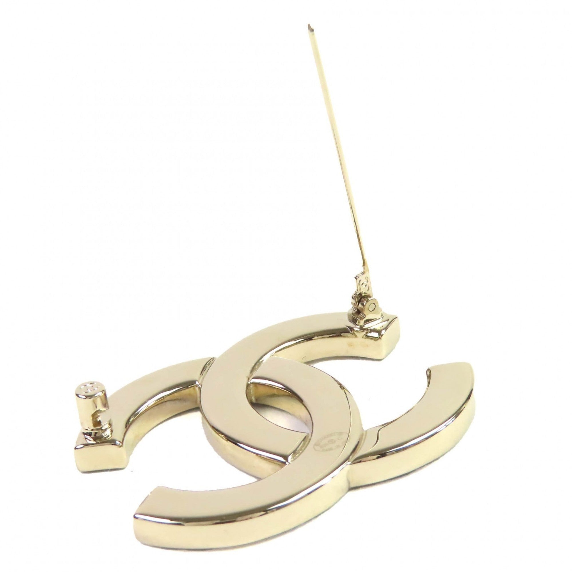 CC Logo Brooch Gold-Tone Metal