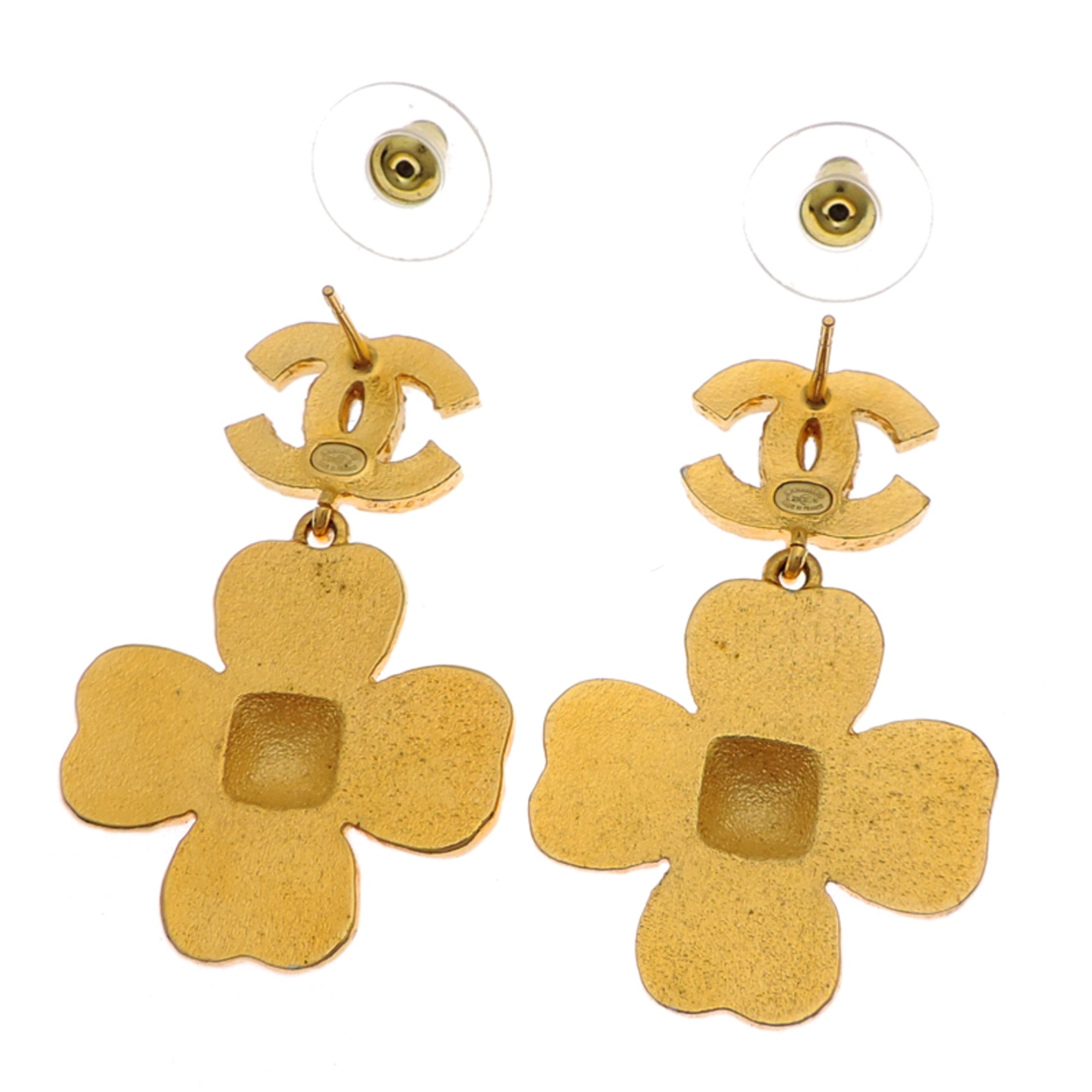CC Logo Flower Earrings Gold-Tone Metal Gold-Tone Metal