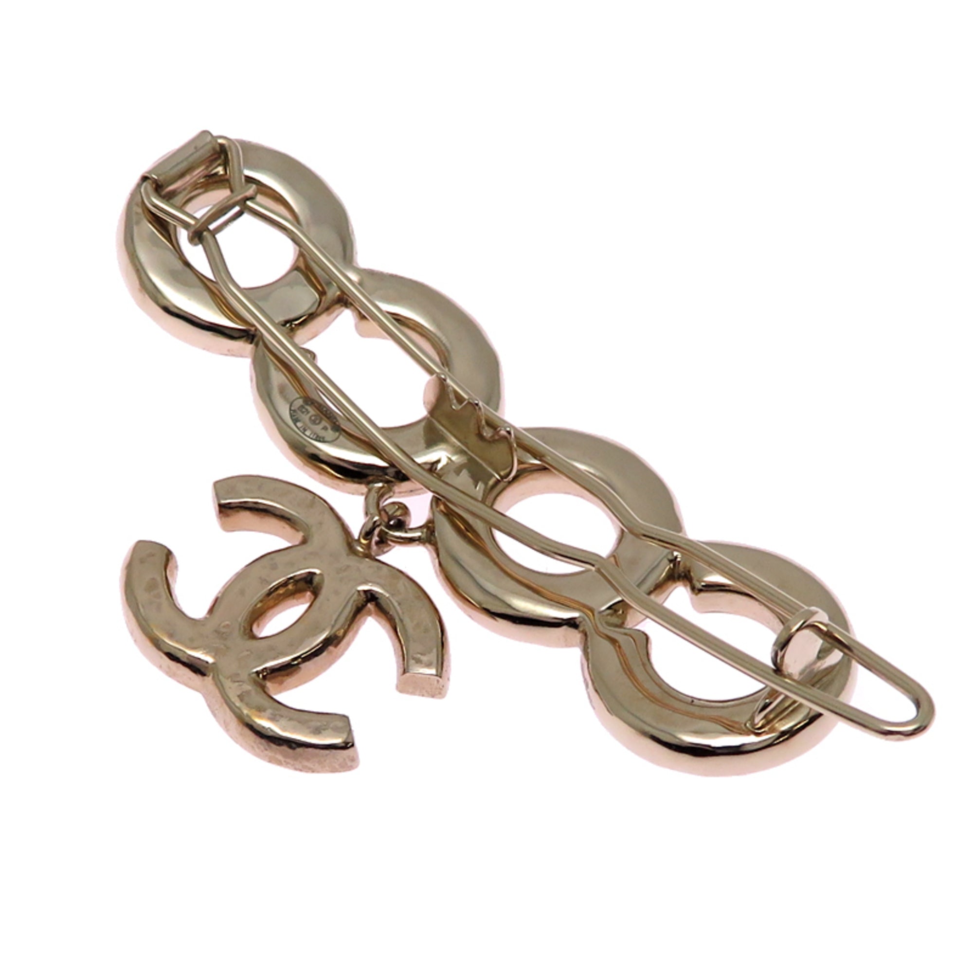 CC Logo Brooch Silver-Tone Metal