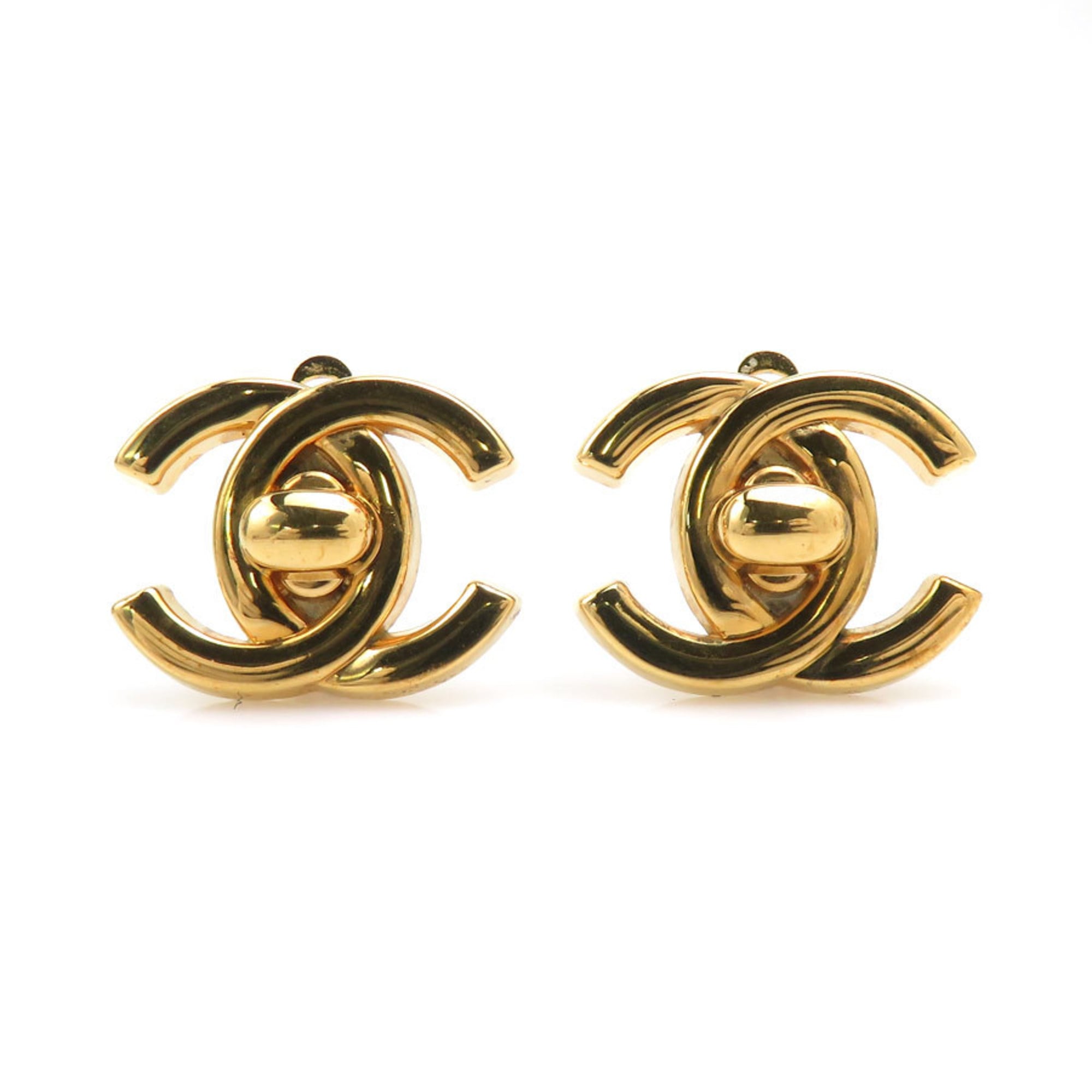 CC Logo Clip-On Earrings Gold-Tone Metal Gold-Tone Metal