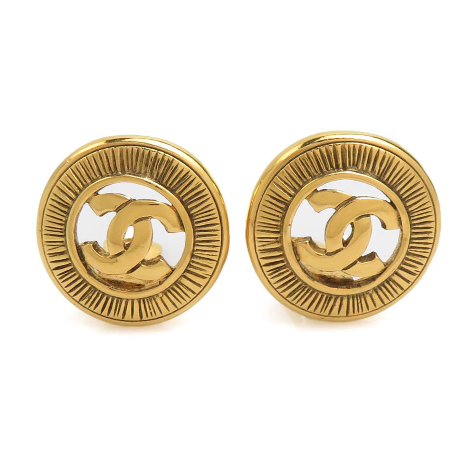 CC Logo Clip-On Earrings Gold-Tone Metal Gold-Tone Metal