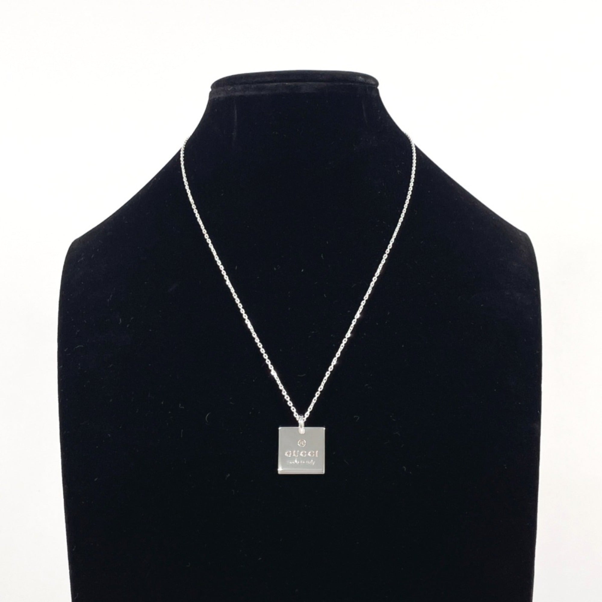 Square Plate Pendant Necklace Sterling Silver