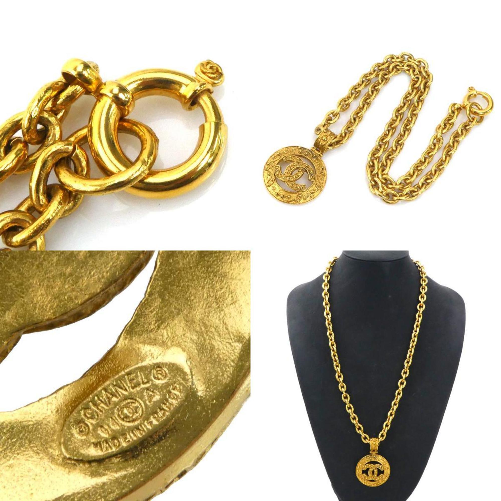 CC Logo Pendant Necklace Gold-Tone Metal