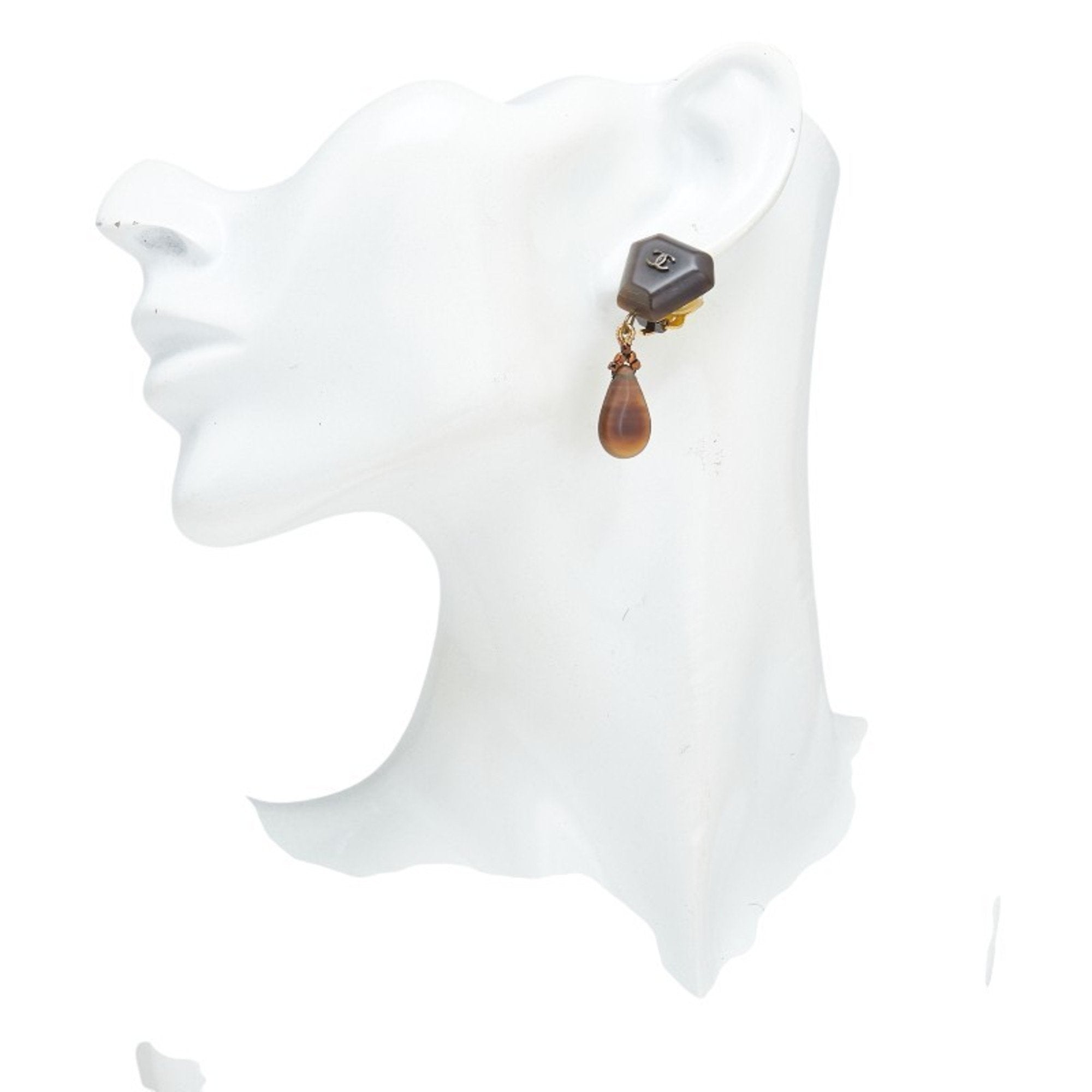 CC Logo Clip-On Earrings Gold-Tone Metal