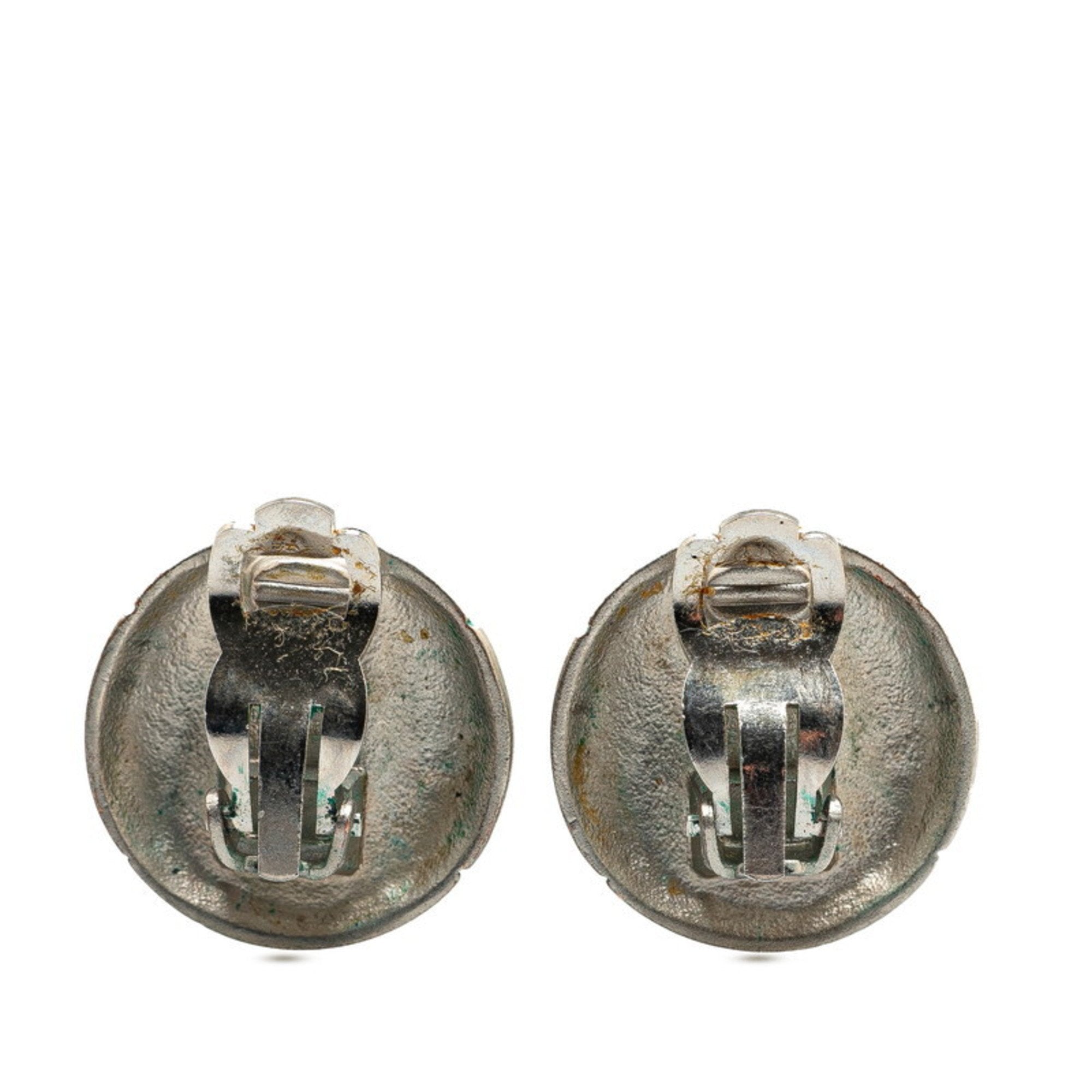 CC Logo Clip-On Earrings Silver-Tone Metal Silver-Tone Metal