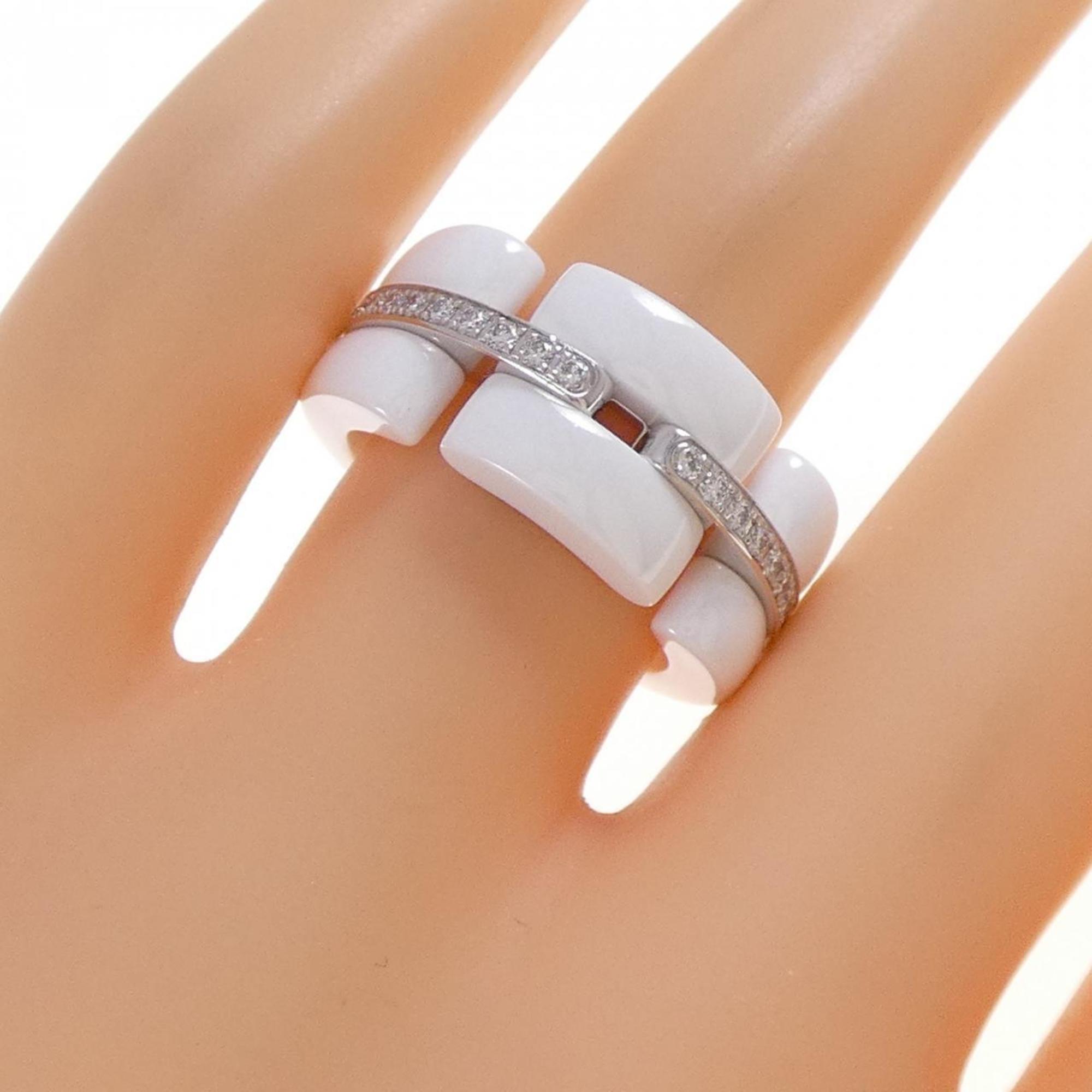 Ring Ceramic and 18K White Gold Large With Diamond