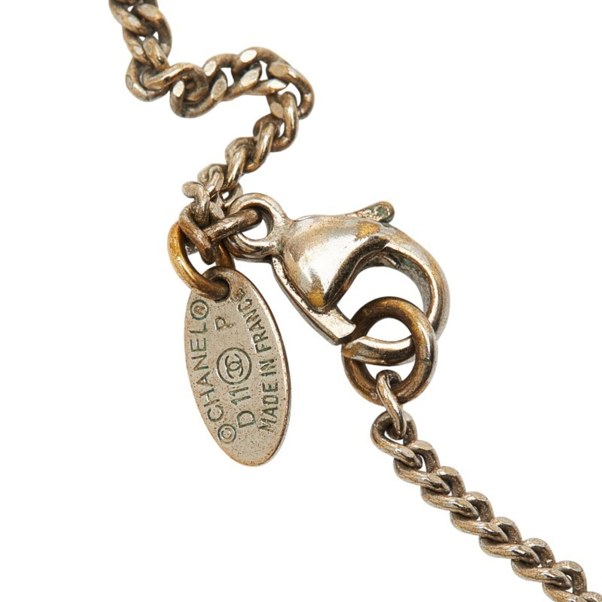 CC Logo Heart Pendant Necklace Silver-Tone Metal