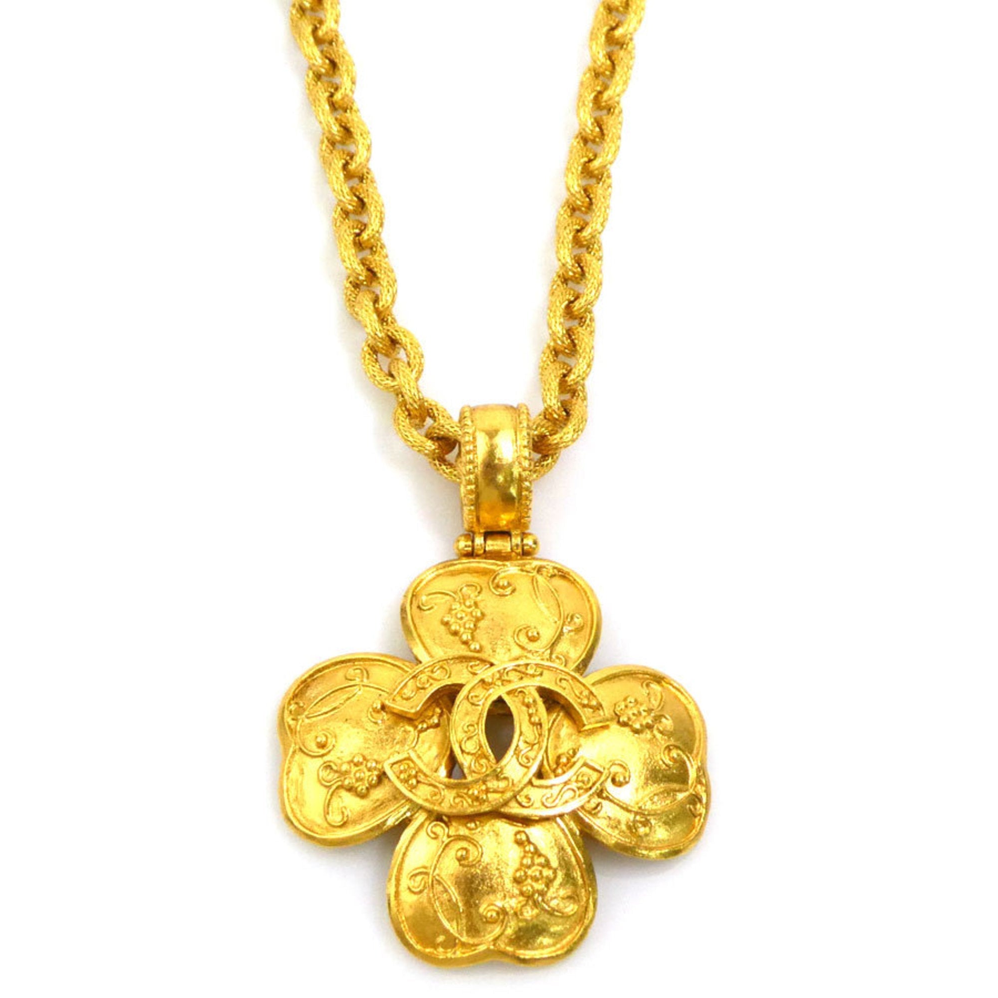 CC Logo Pendant Necklace Gold-Tone Metal