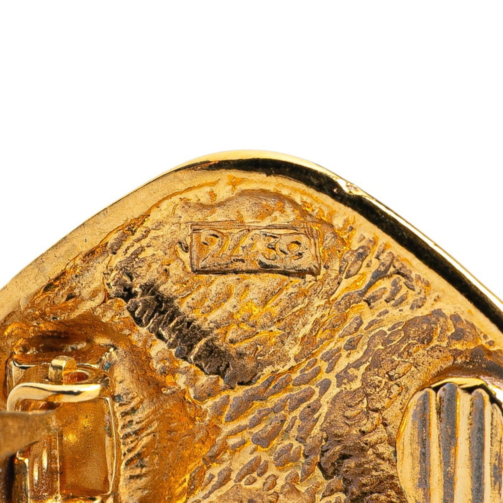 Matelasse Clip Earrings Metal Gold-Tone Metal