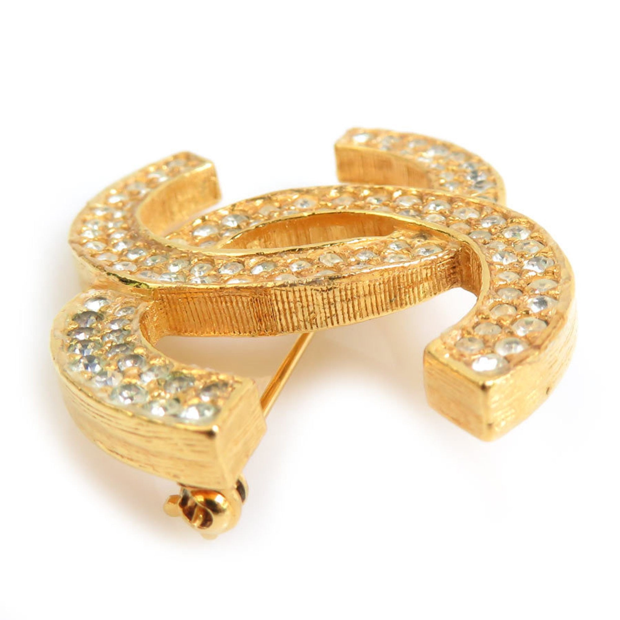CC Logo Brooch Gold-Tone Metal