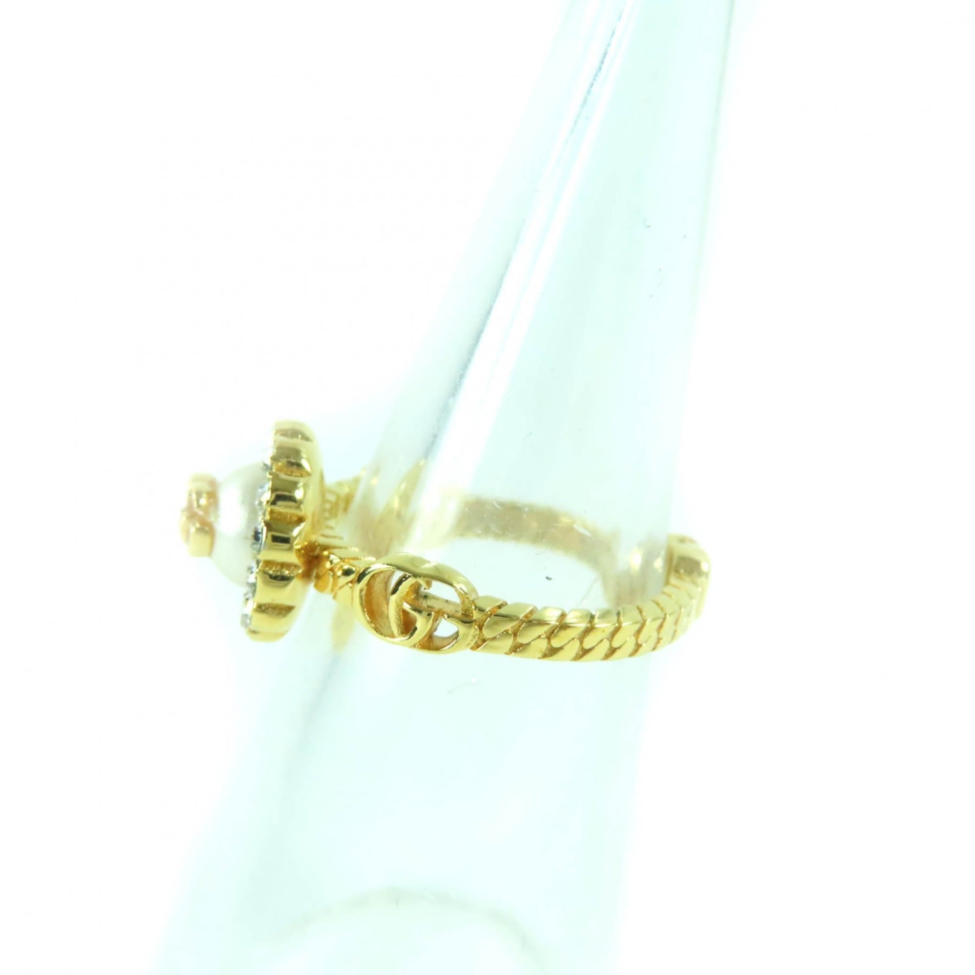 Band Ring Gold with Pearl and Rhinestone