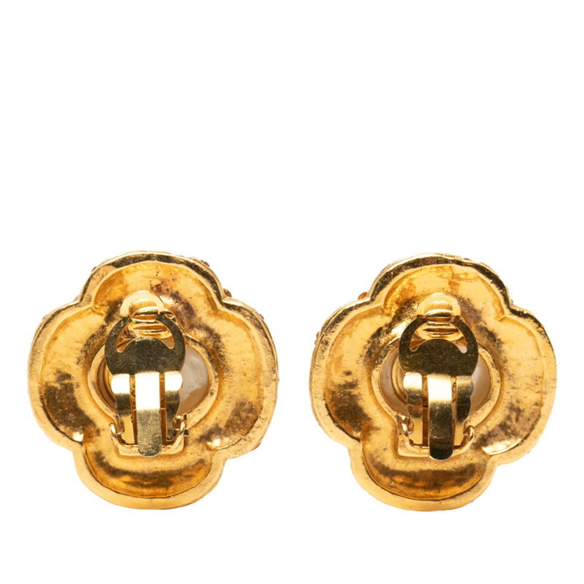 Clip-On Earrings Pearl Clip-On Gold-Tone Metal