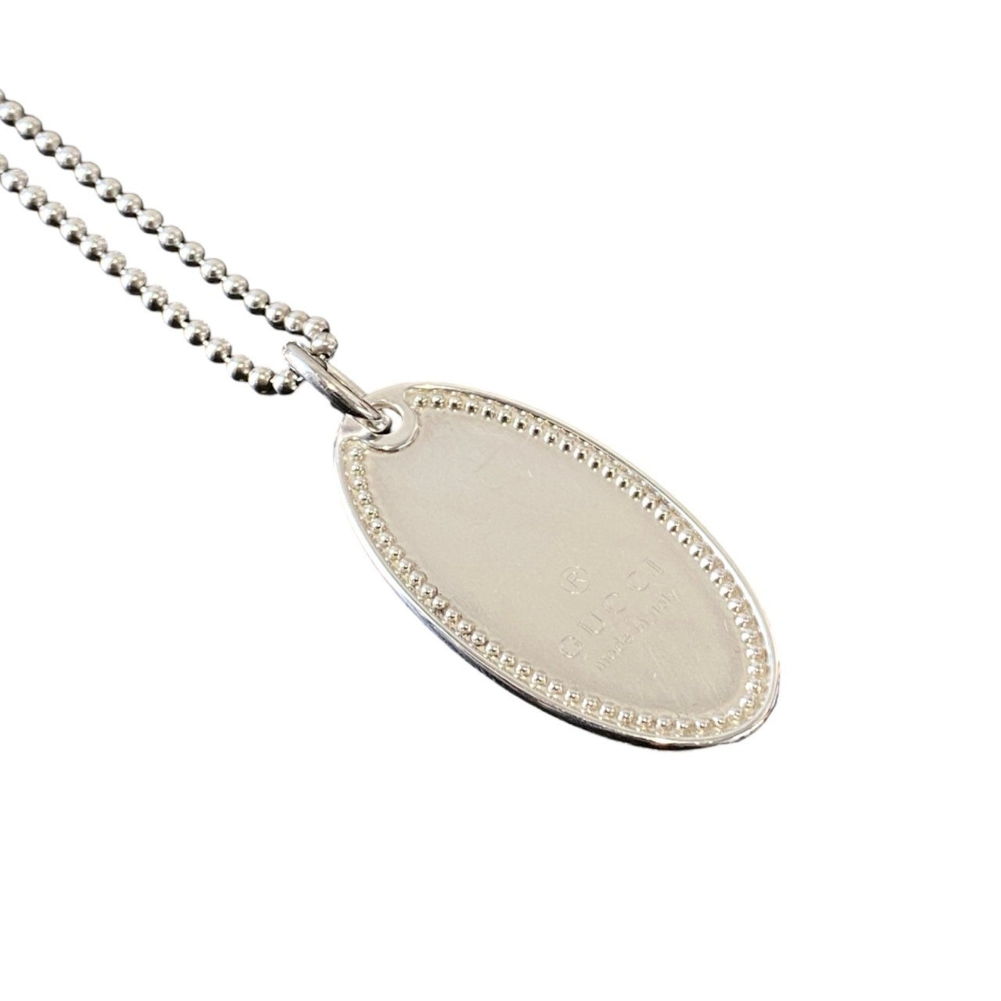 Oval Tag Pendant Necklace Sterling Silver