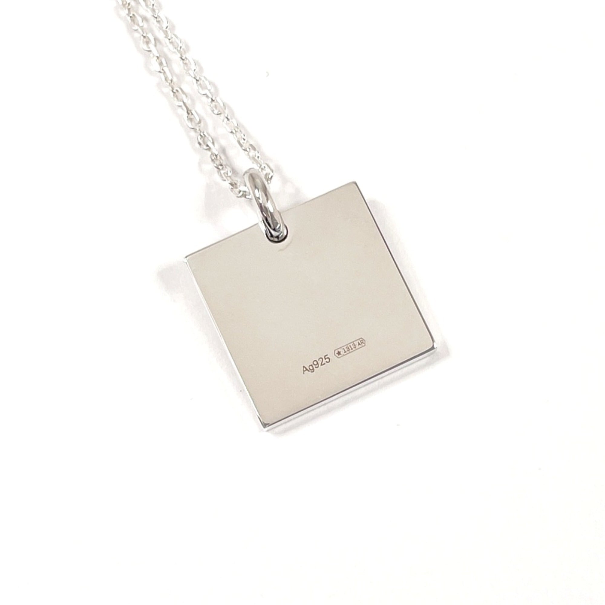 Square Plate Pendant Necklace Sterling Silver