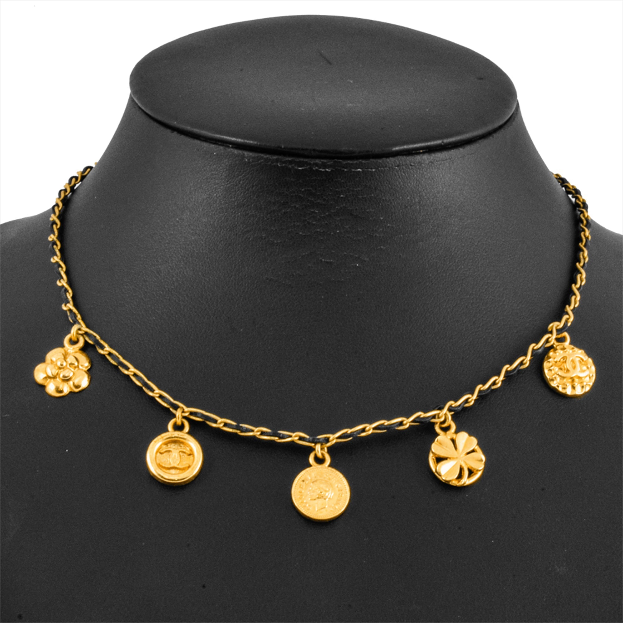 CC Logo Clover Medal Necklace Gold-Tone Metal