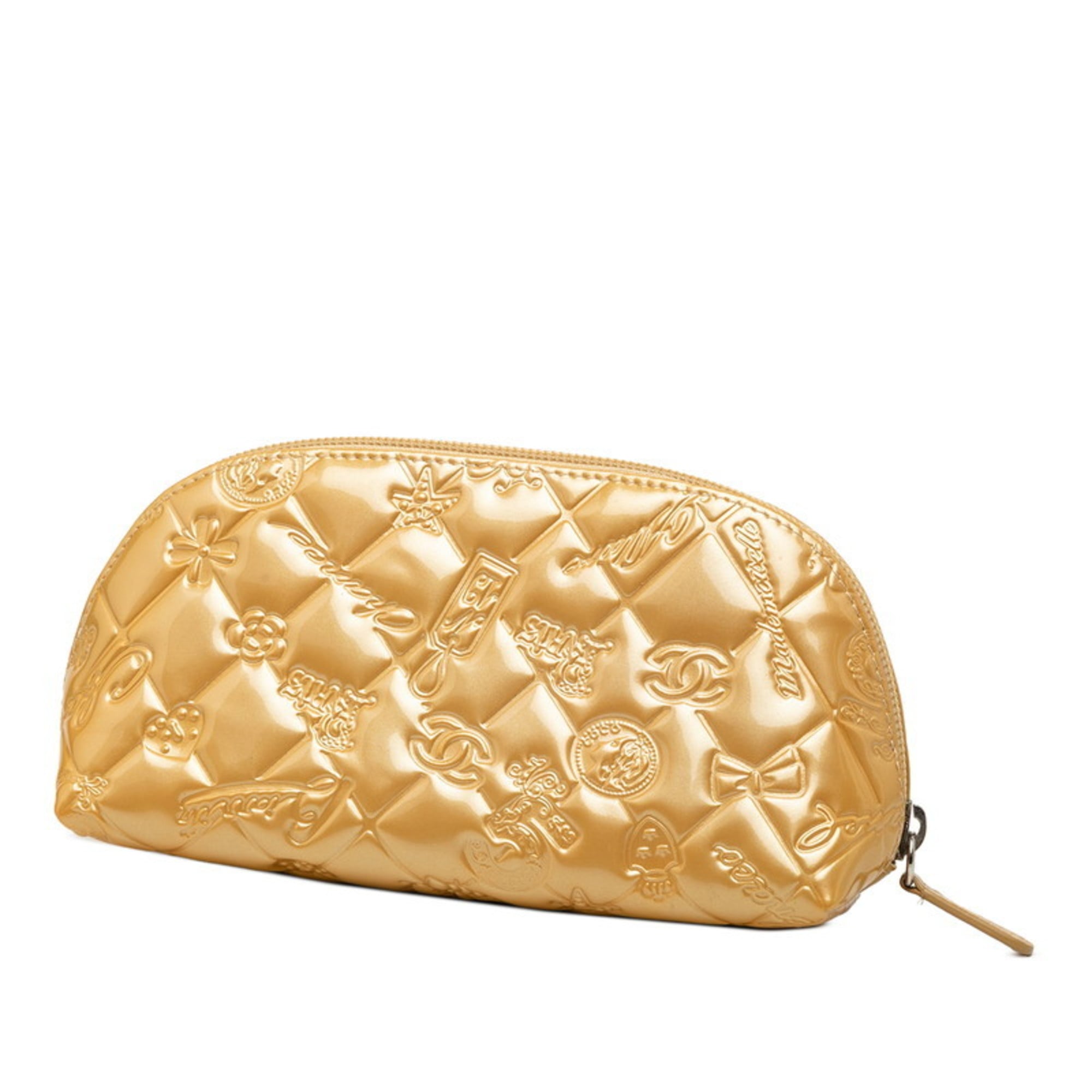 Lucky Symbols Pochette Embossed Quilted Patent