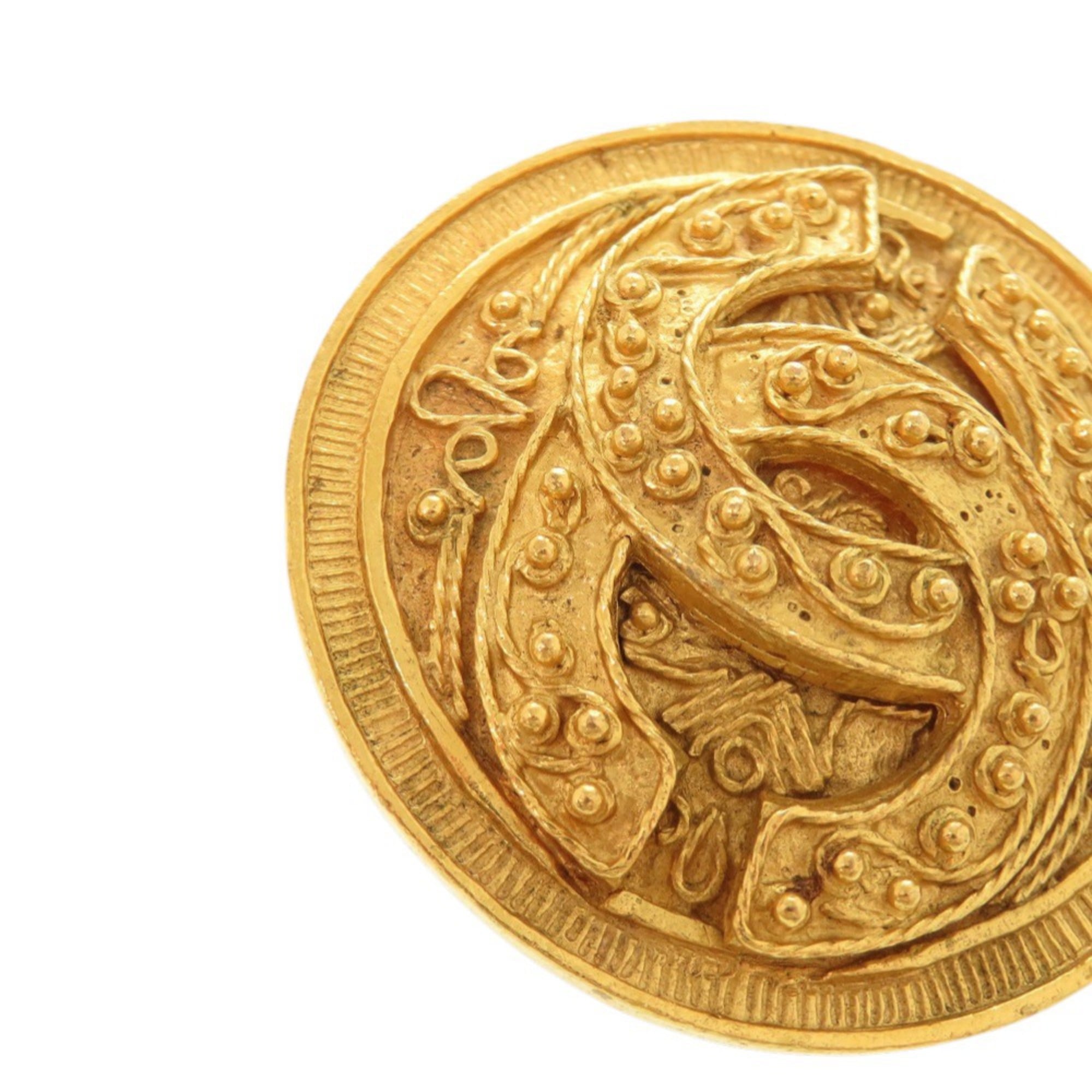 CC Logo Brooch Gold-Tone Metal
