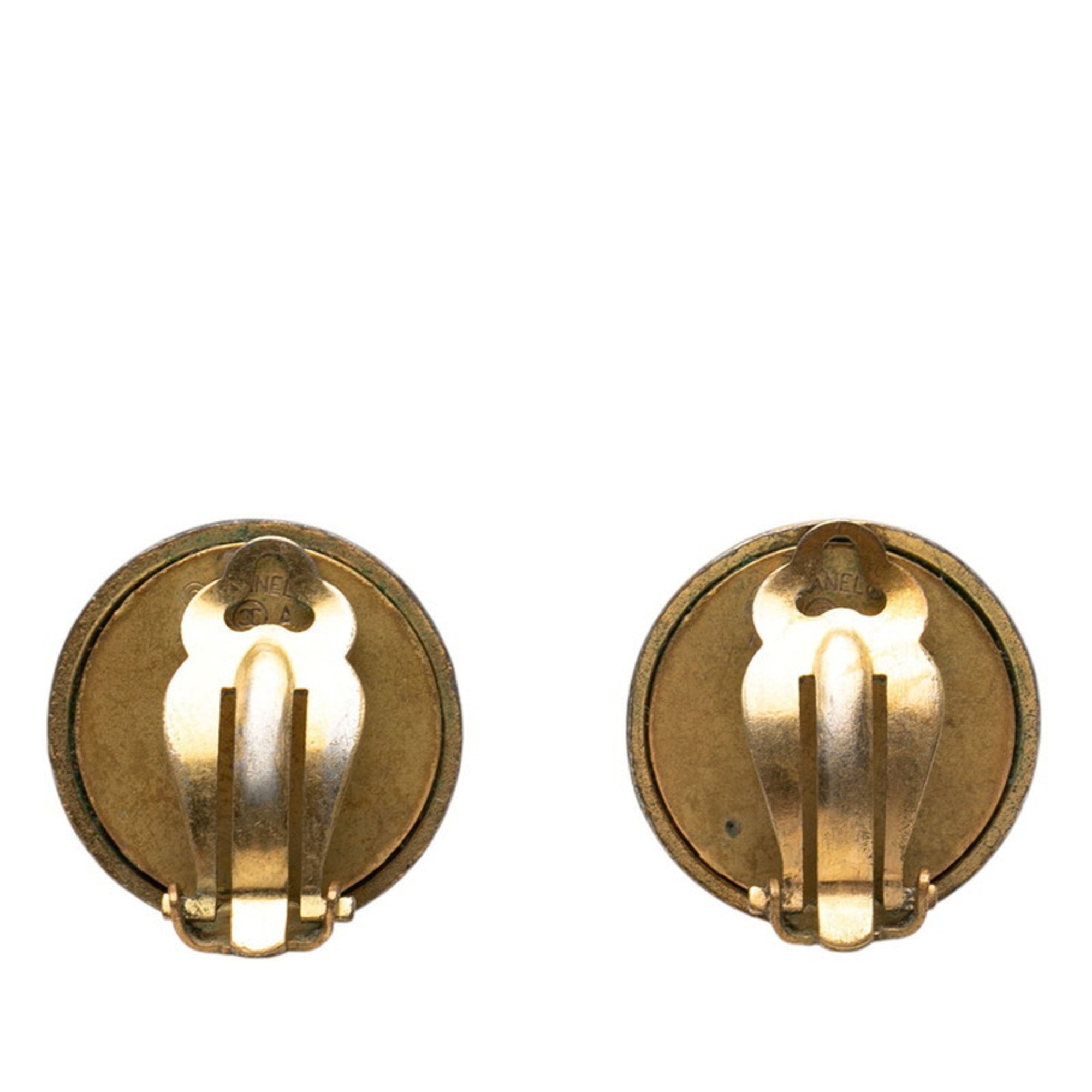 Vintage Clip-On Earrings Logo Clip-On Gold-Tone Metal