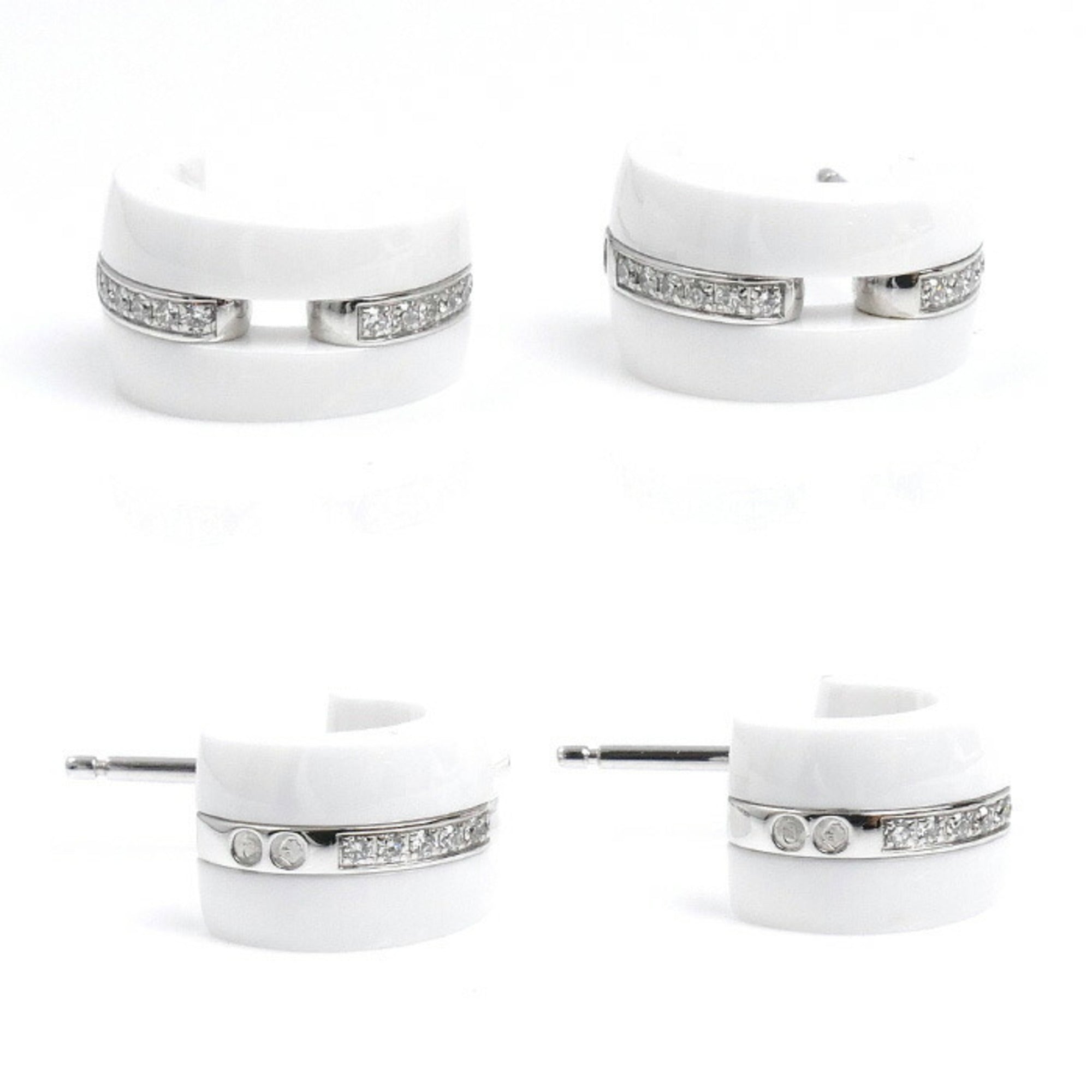 Earrings 18K White Gold and Ceramic