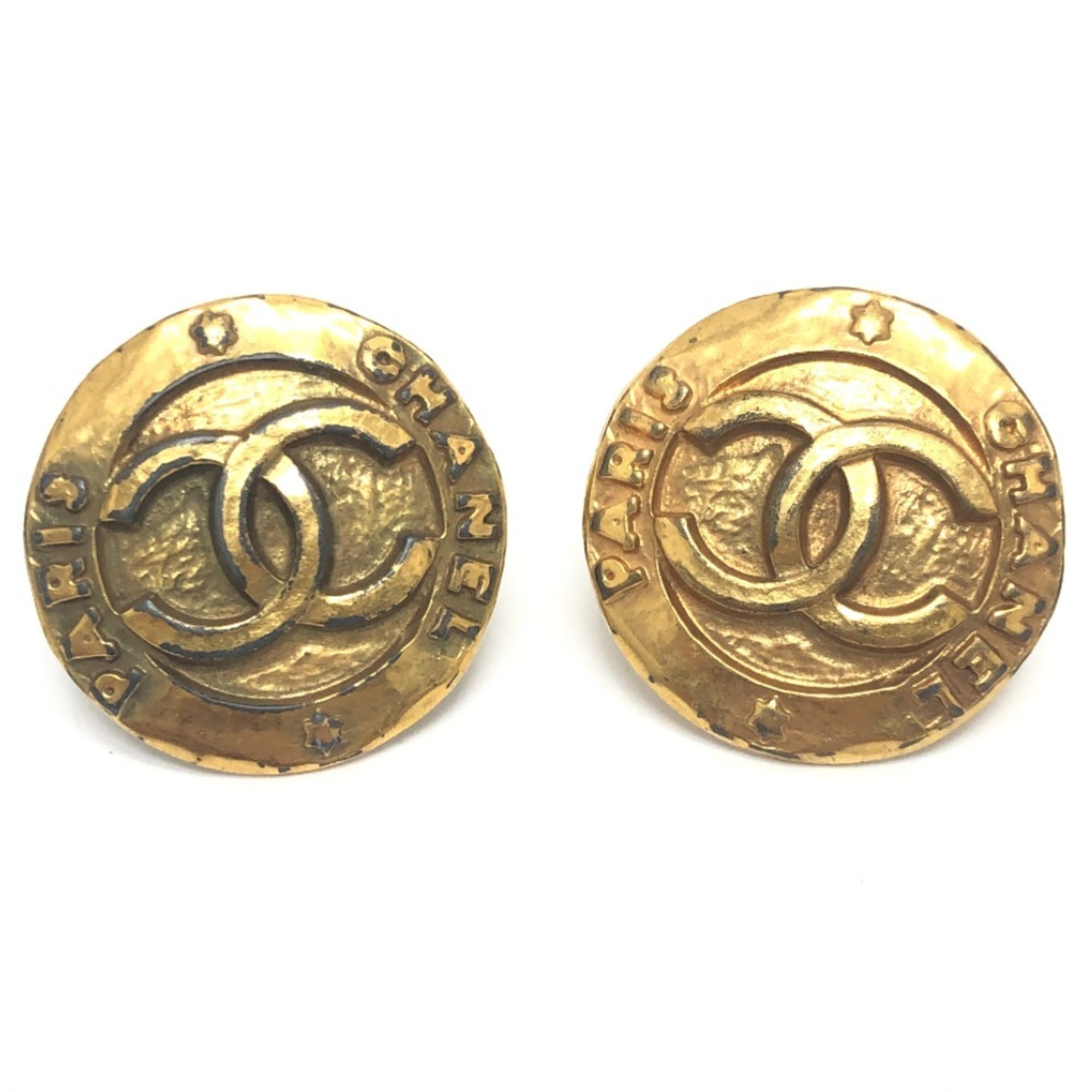 CC Logo Clip-On Earrings Gold-Tone Metal Gold-Tone Metal