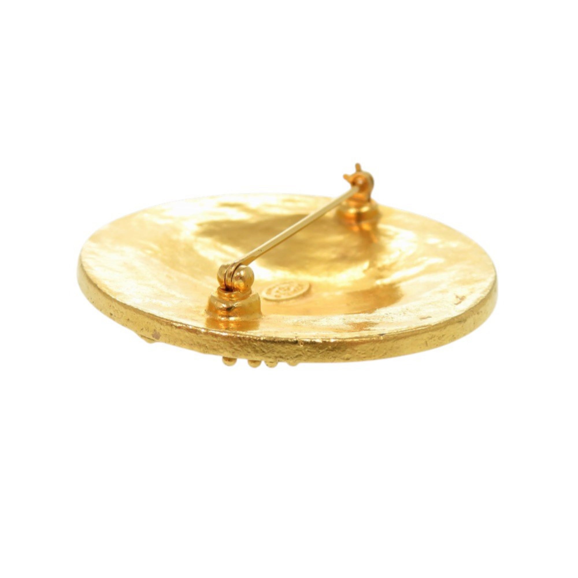 CC Logo Brooch Gold-Tone Metal