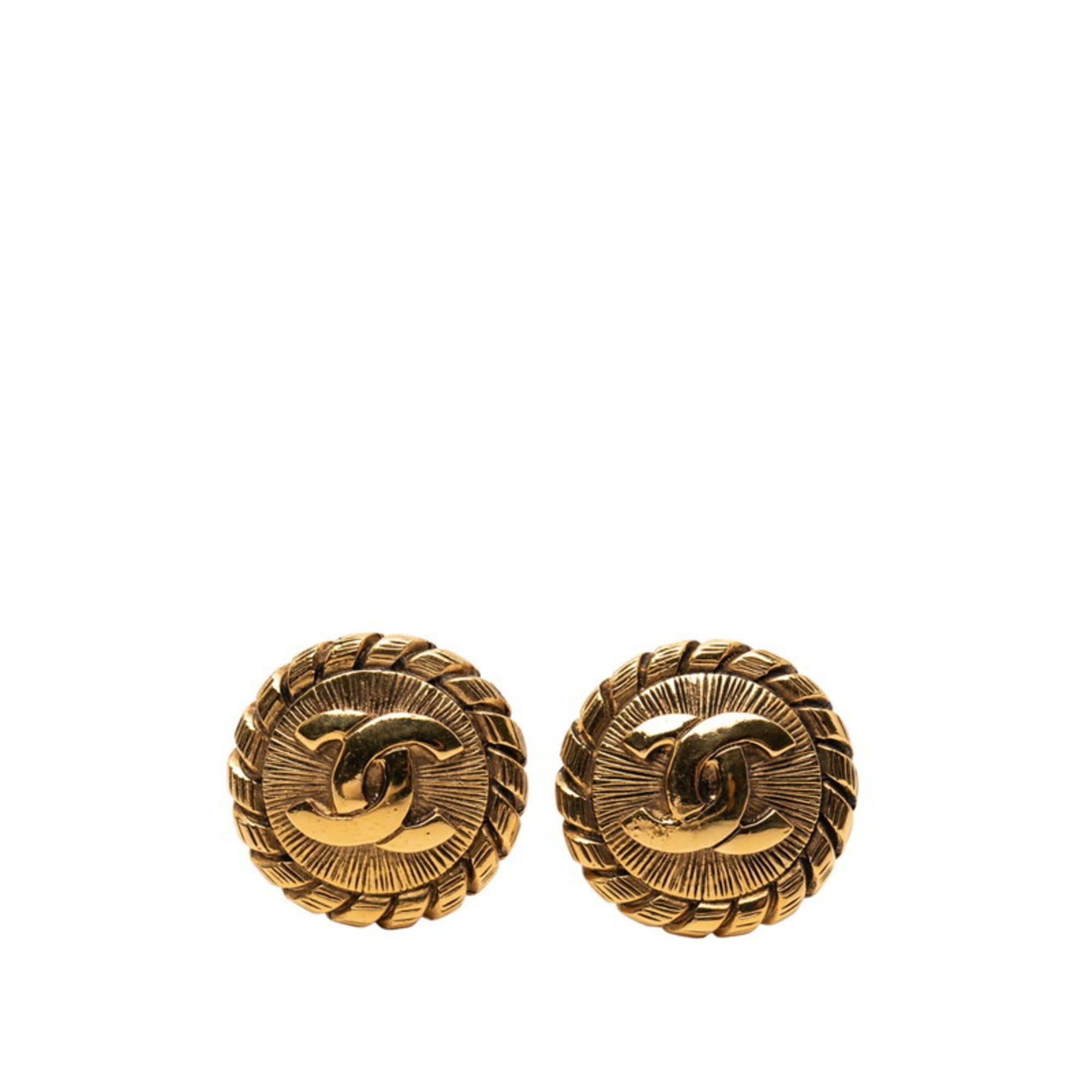 CC Logo Clip-On Earrings Metal Gold-Tone Metal