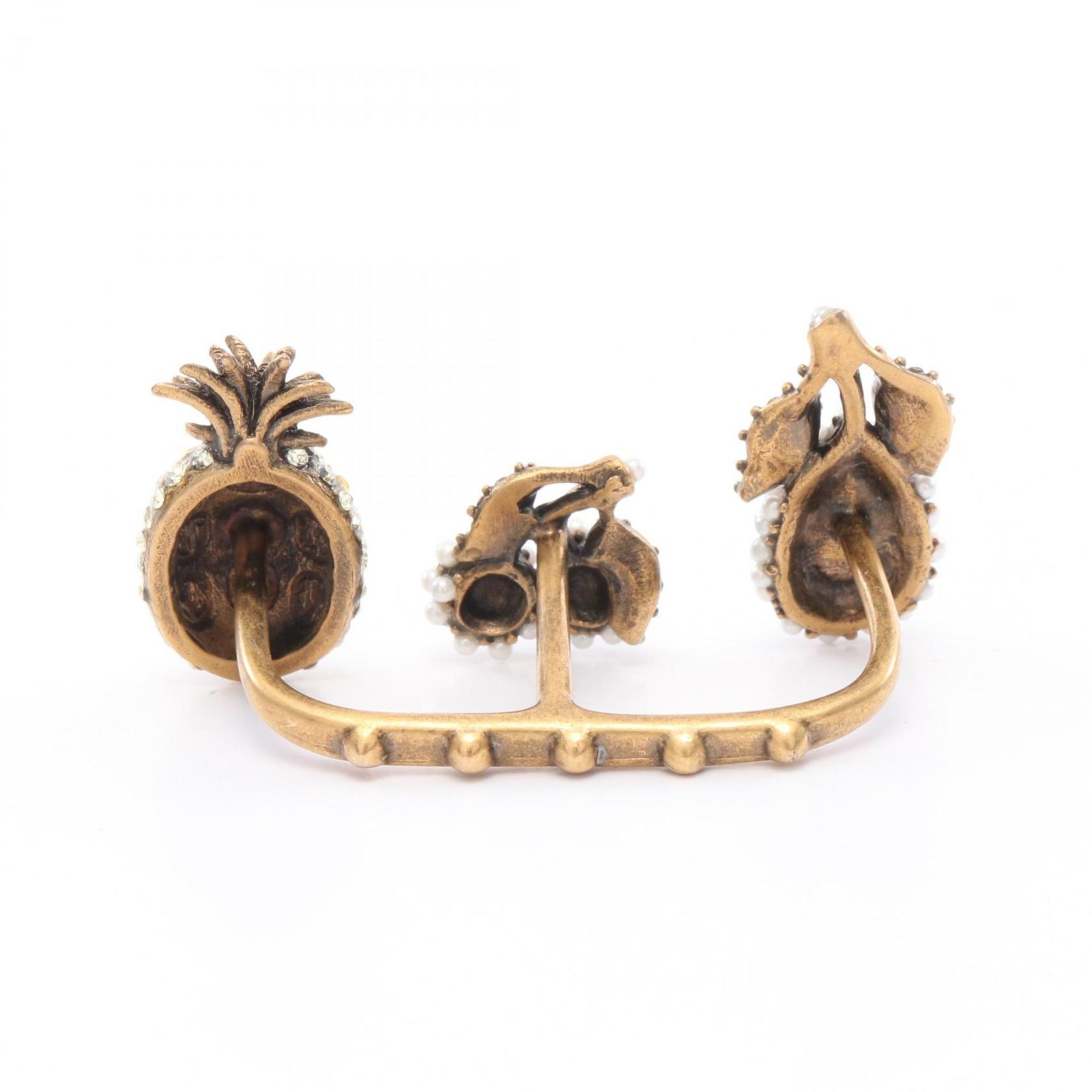 Ring Gold with Artificial Pearl and Rhinestone
