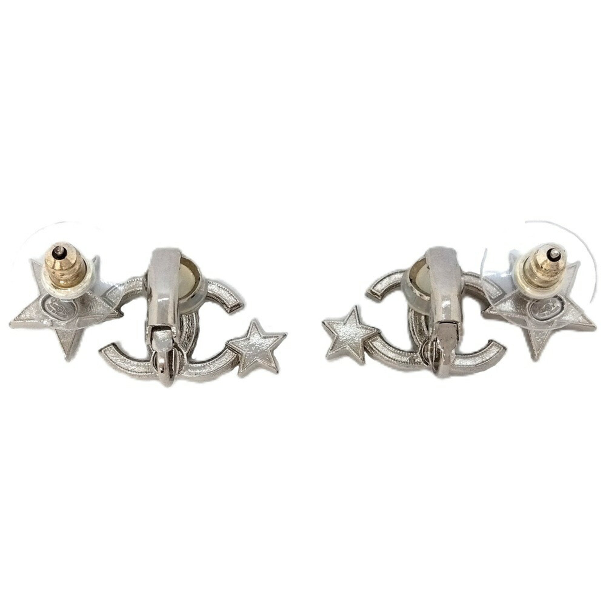 CC Logo Star Earrings Sterling Silver Silver-Tone Metal