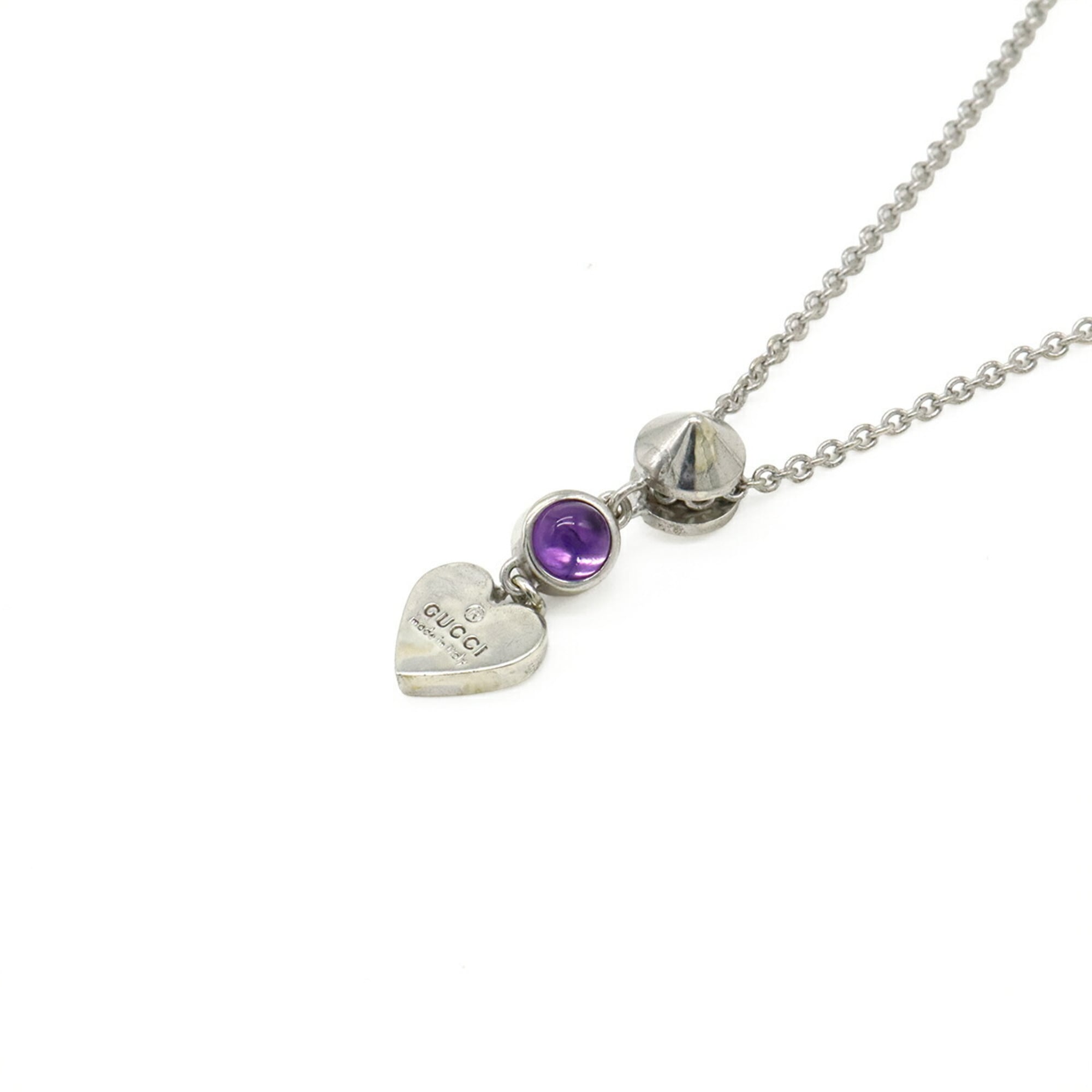 Trademark Heart Motif Pendant Necklace Sterling Silver with Colored Stones