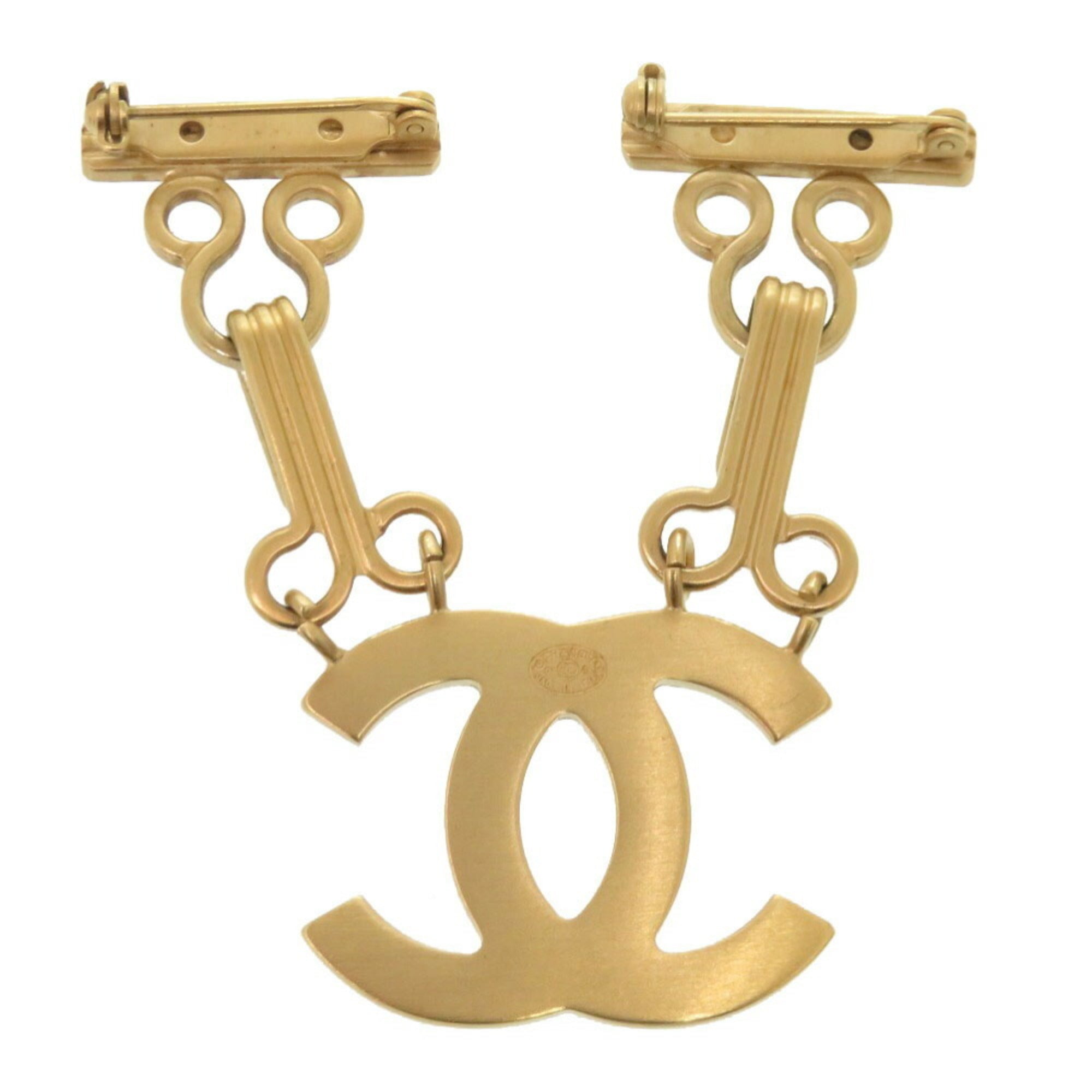 CC Logo Brooch Gold-Tone Metal