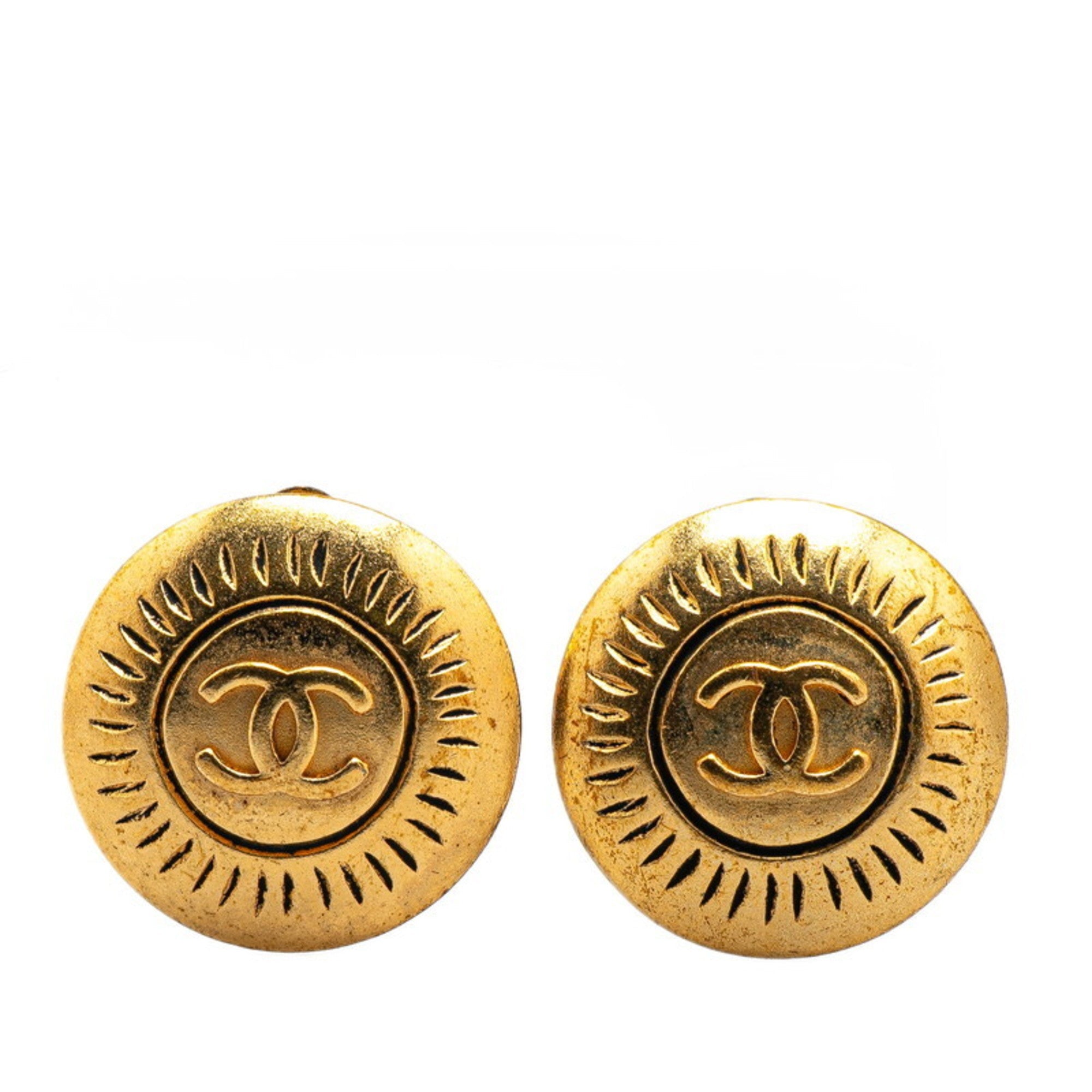 CC Logo Clip-On Earrings Metal Gold-Tone Metal