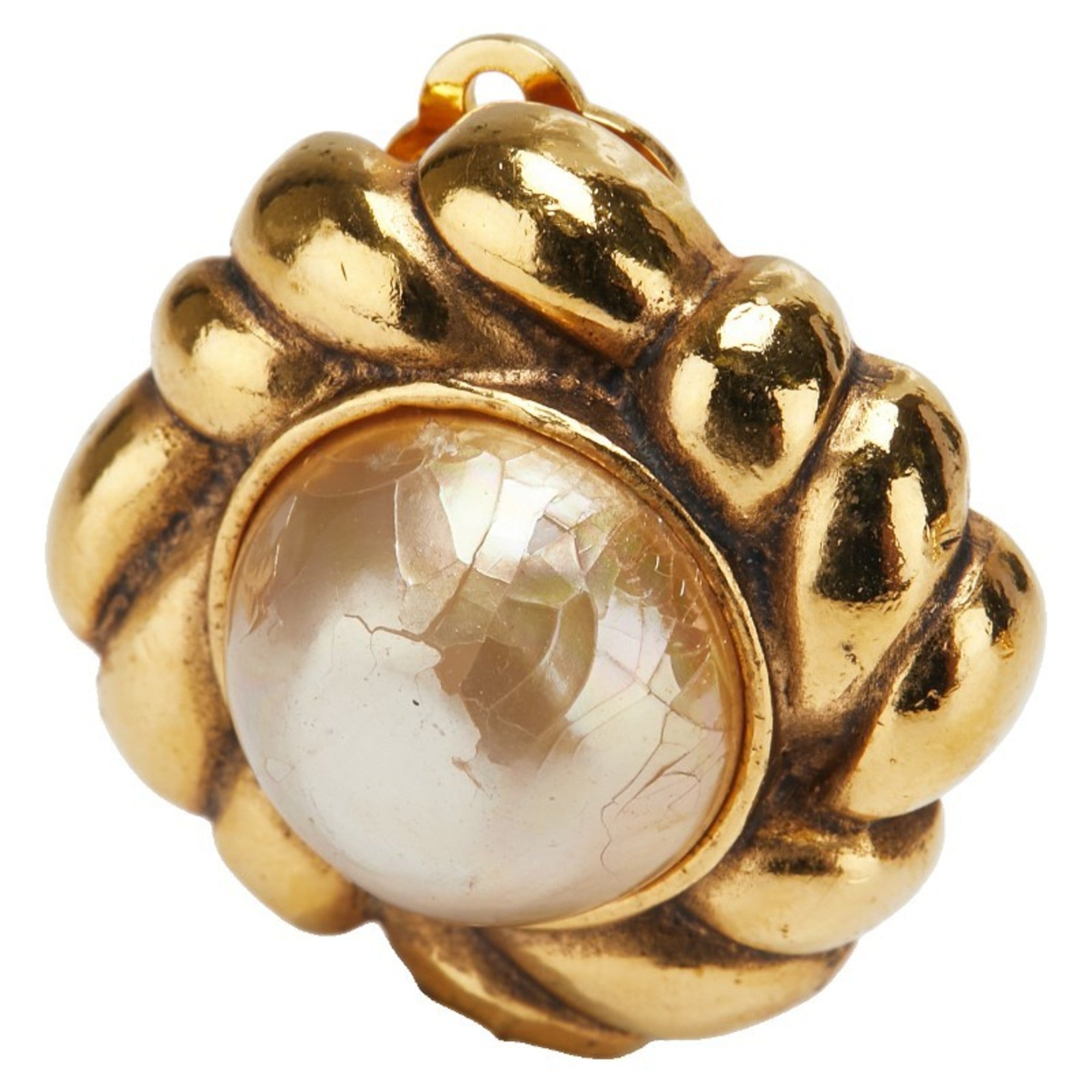 Earrings Pearl Gold-Tone Metal