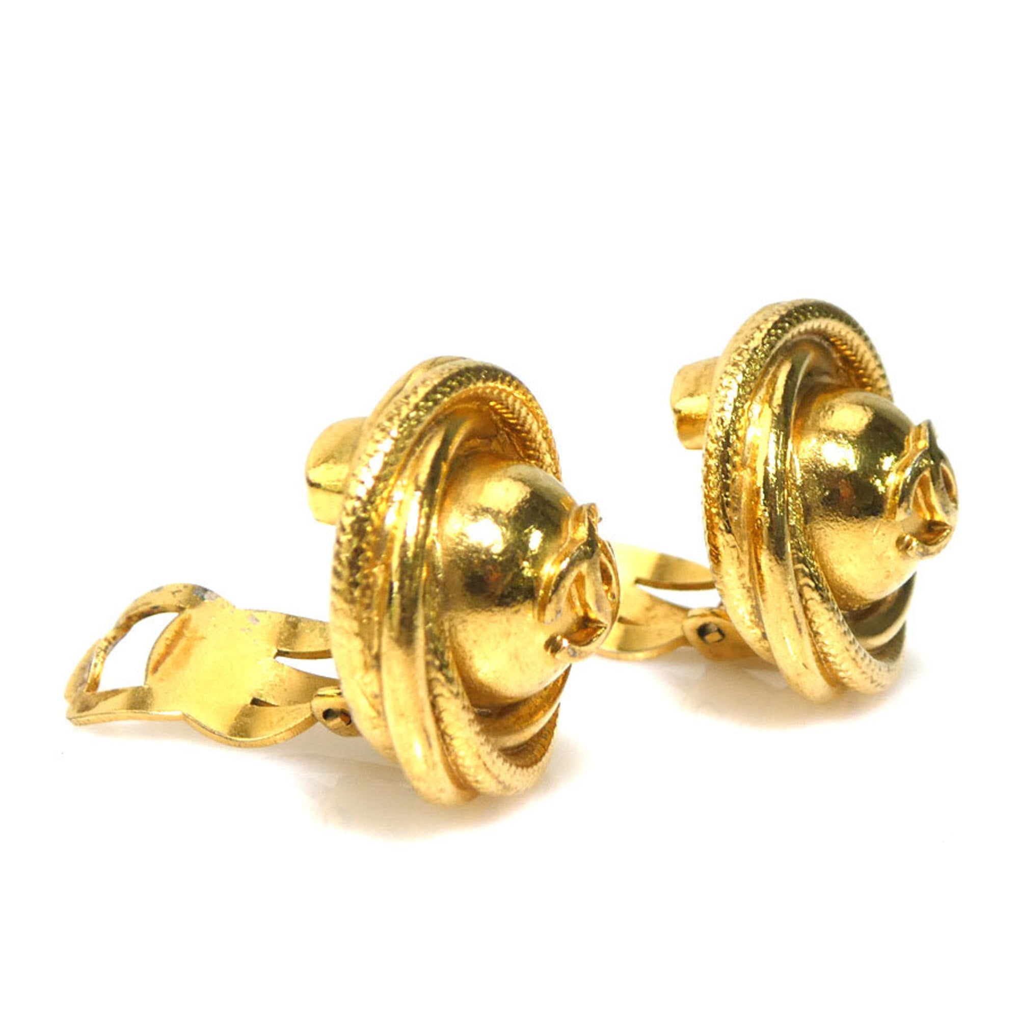 CC Logo Clip-On Earrings Gold-Tone Metal Gold-Tone Metal