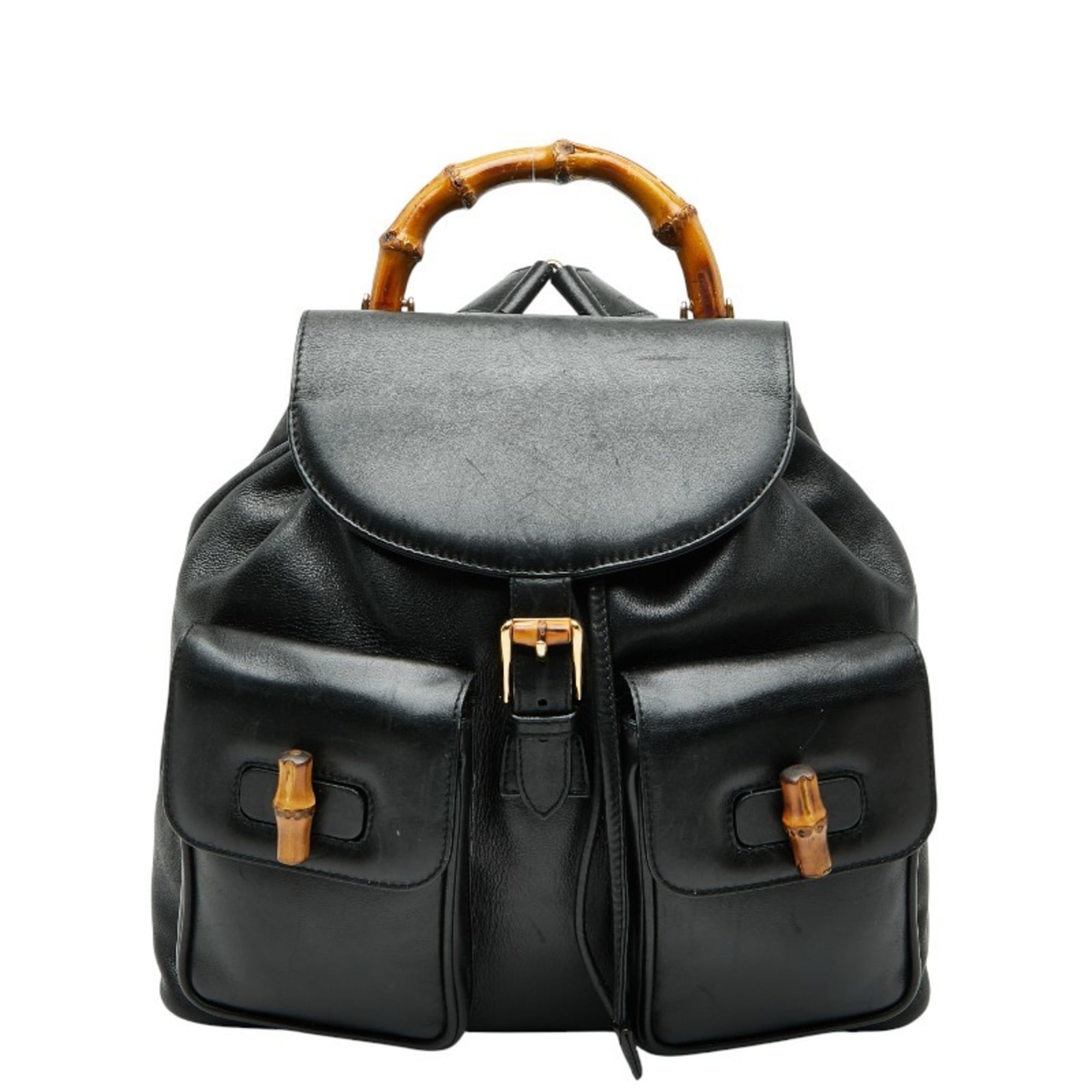 Vintage Bamboo Backpack Leather Medium