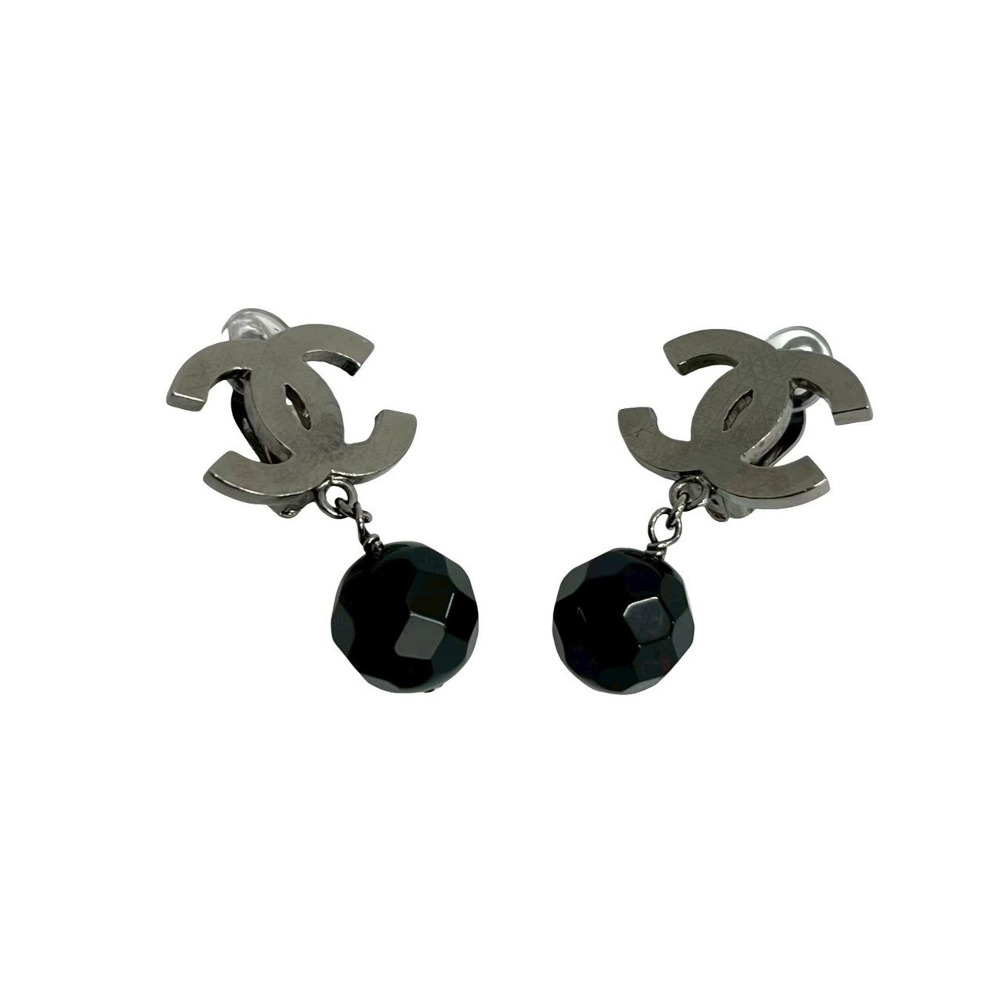 CC Logo Clip-On Earrings Sterling Silver Silver-Tone Metal