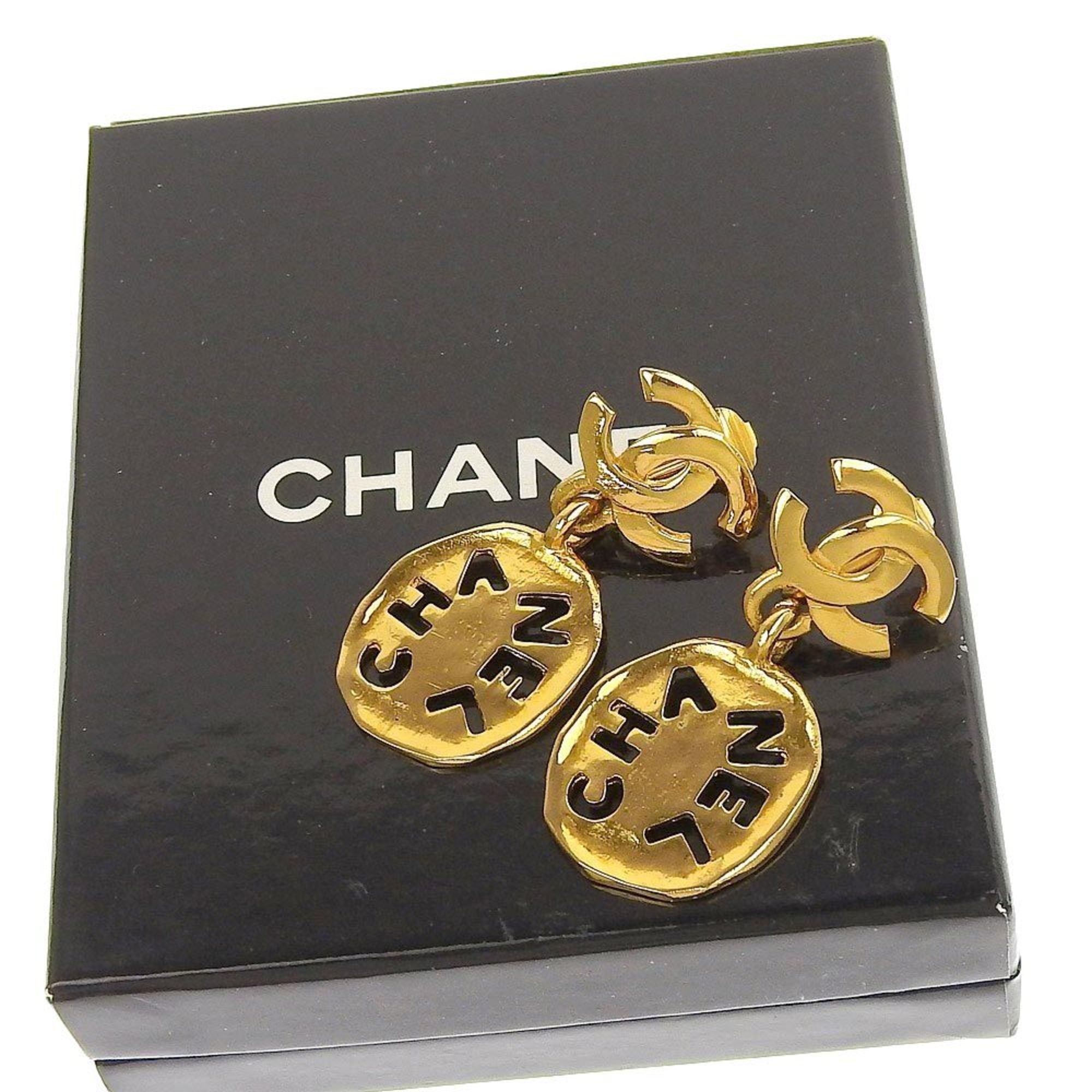 Vintage Clip-On Earrings Logo Clip-On Gold-Tone Metal