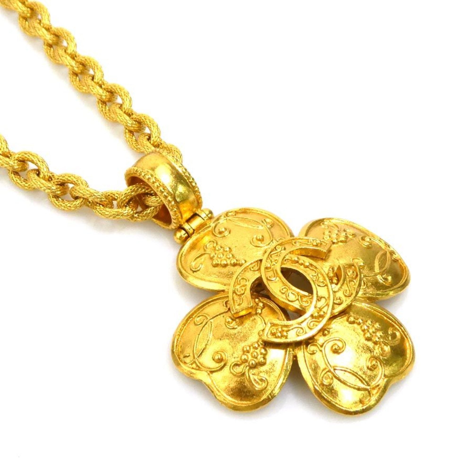 CC Logo Pendant Necklace Gold-Tone Metal
