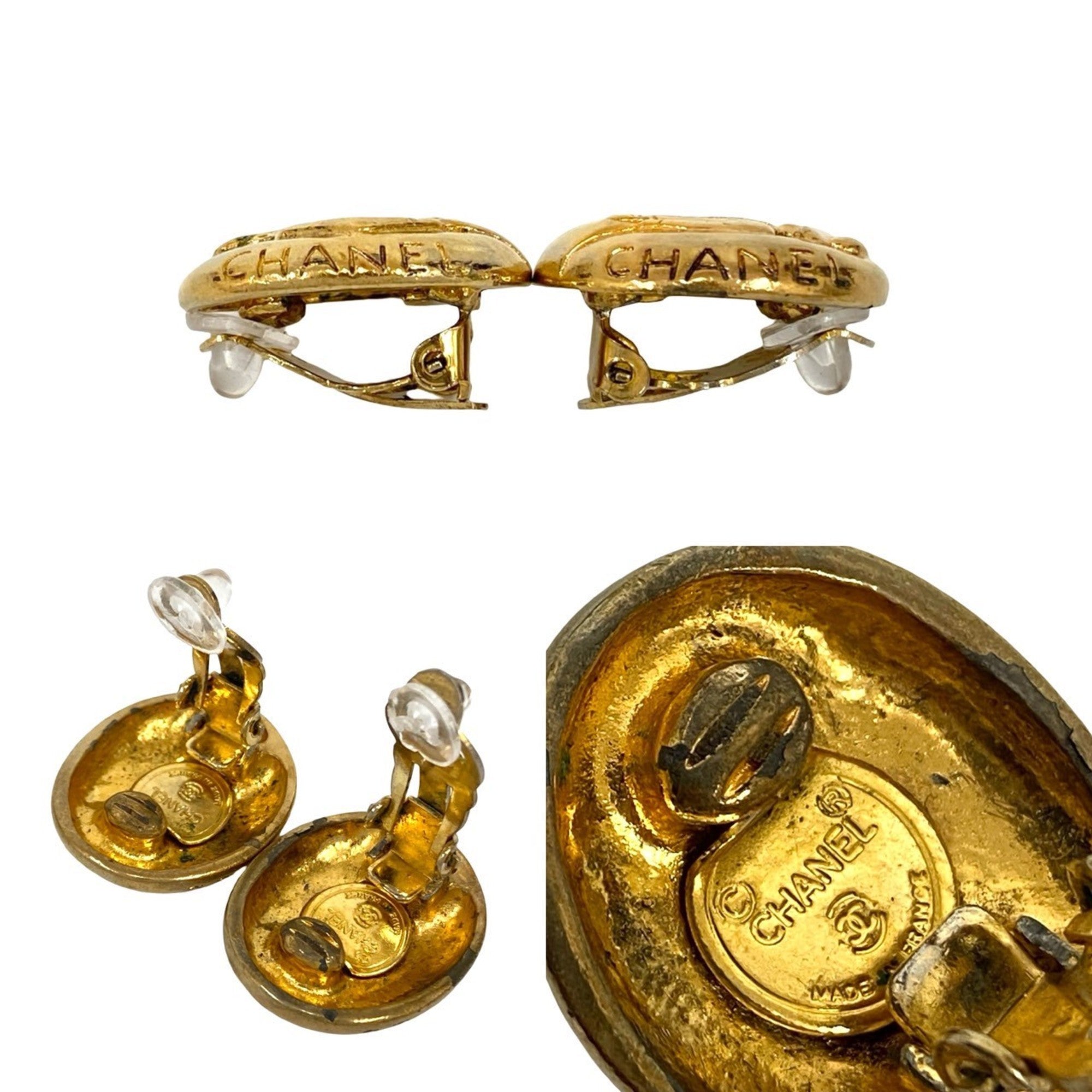 Vintage Earrings Gold-Tone Metal