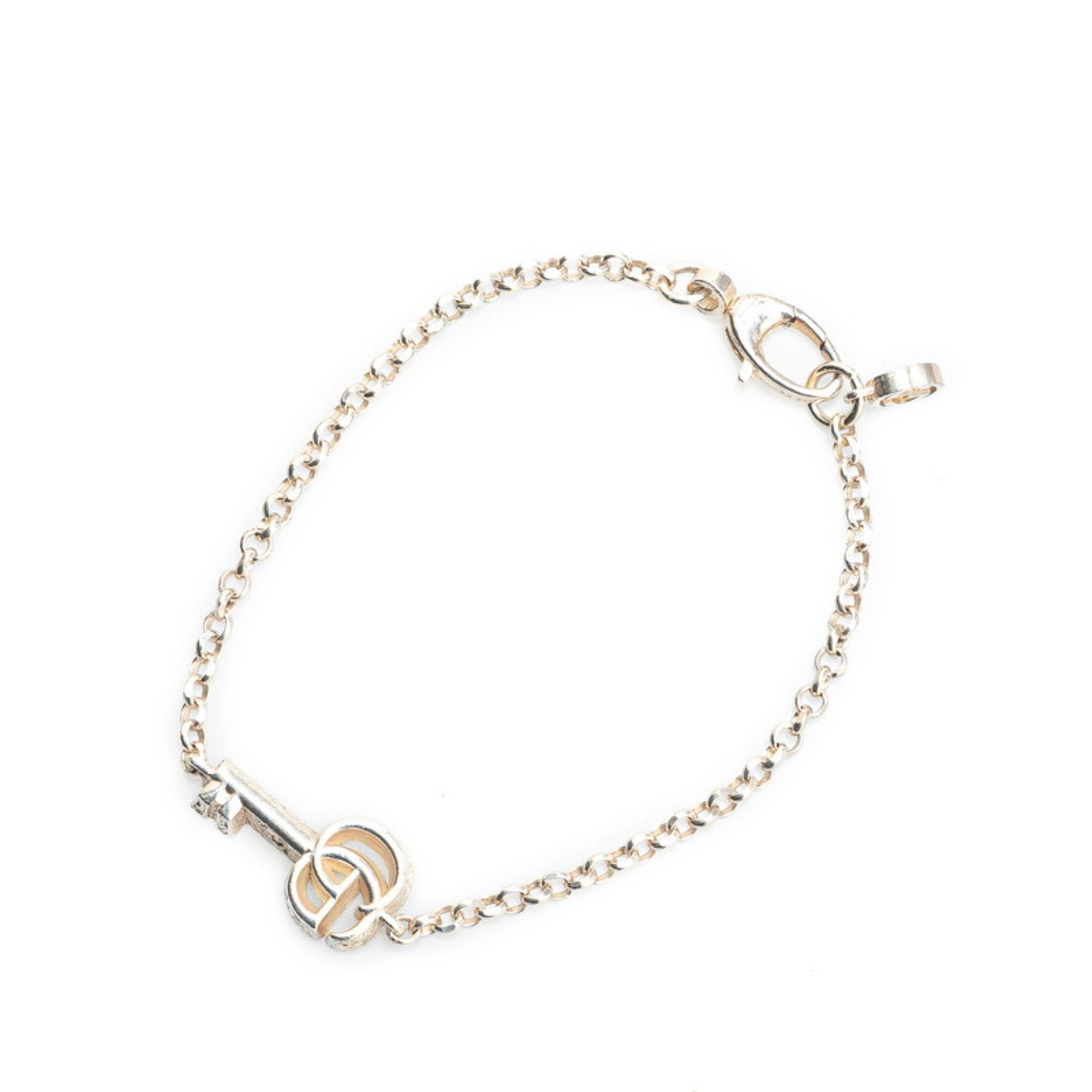 Double G Key Charm Bracelet Sterling Silver