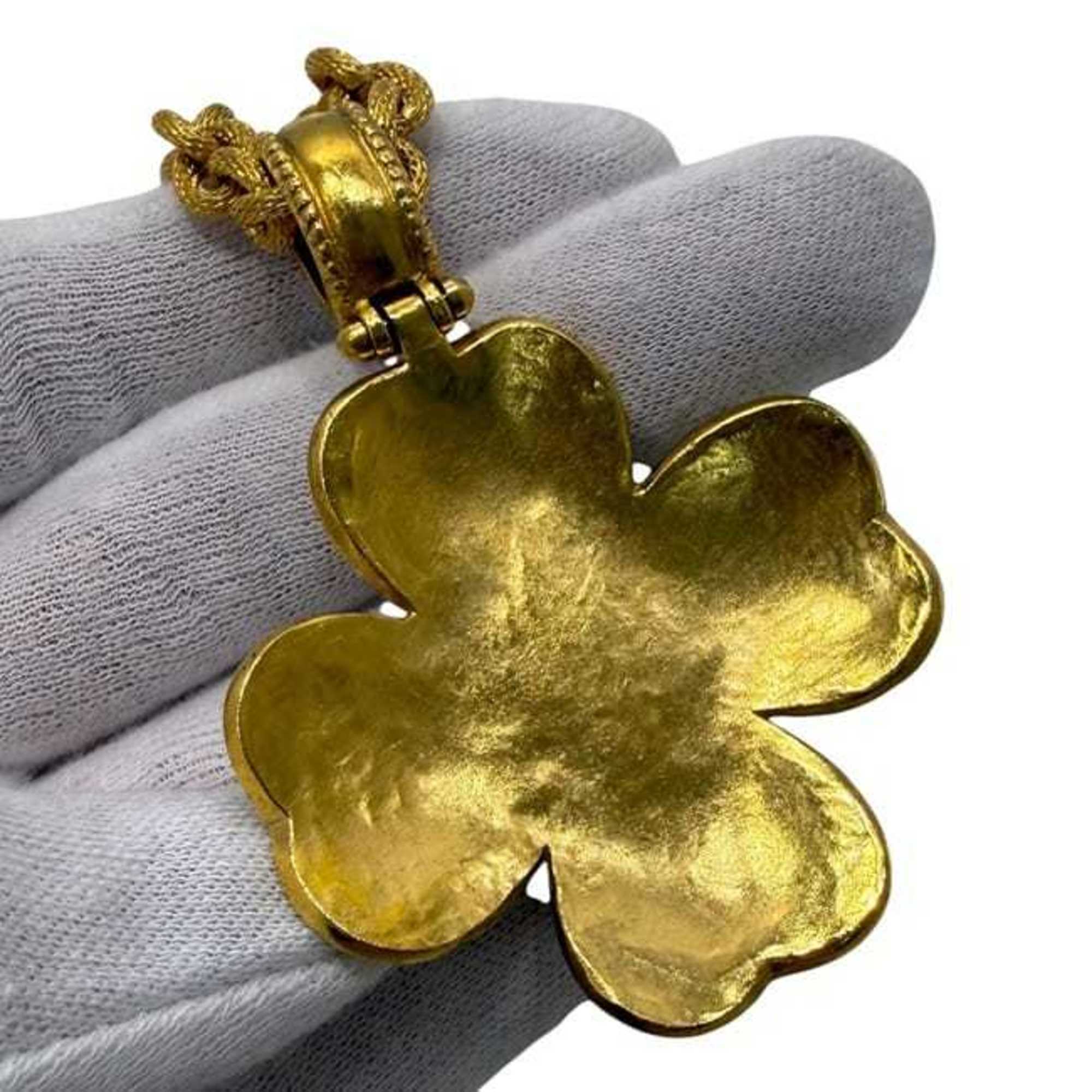 CC Logo Chain Clover Pendant Necklace Metal