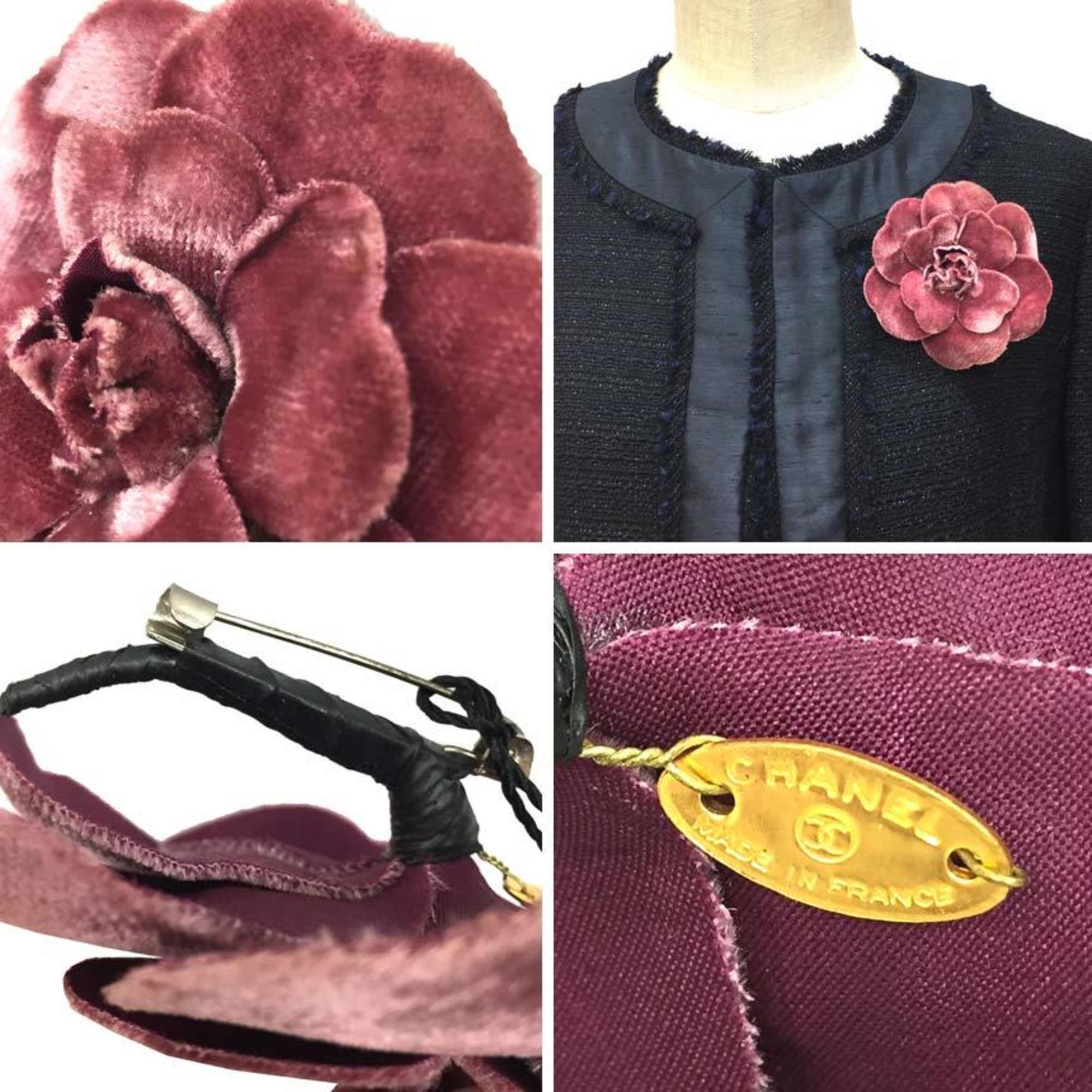 Camellia Corsage Brooch Velvet Pink